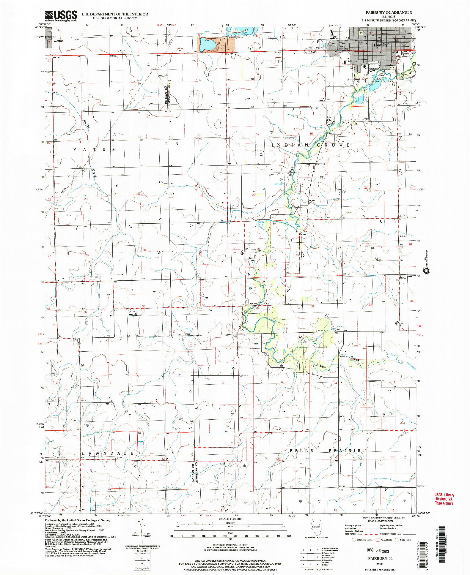 USGS 1:24000-SCALE QUADRANGLE FOR FAIRBURY, IL 2001