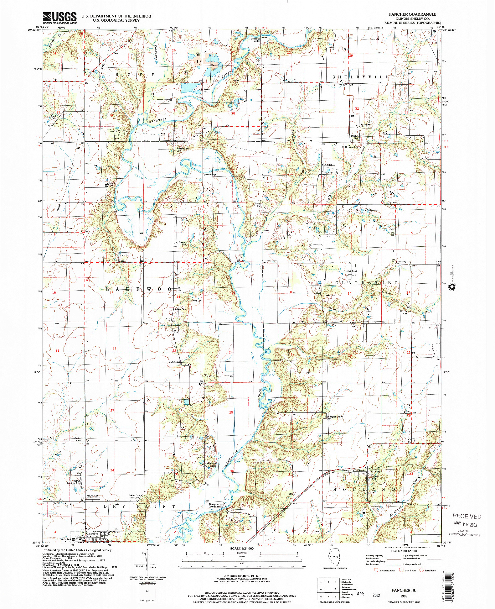 USGS 1:24000-SCALE QUADRANGLE FOR FANCHER, IL 1998