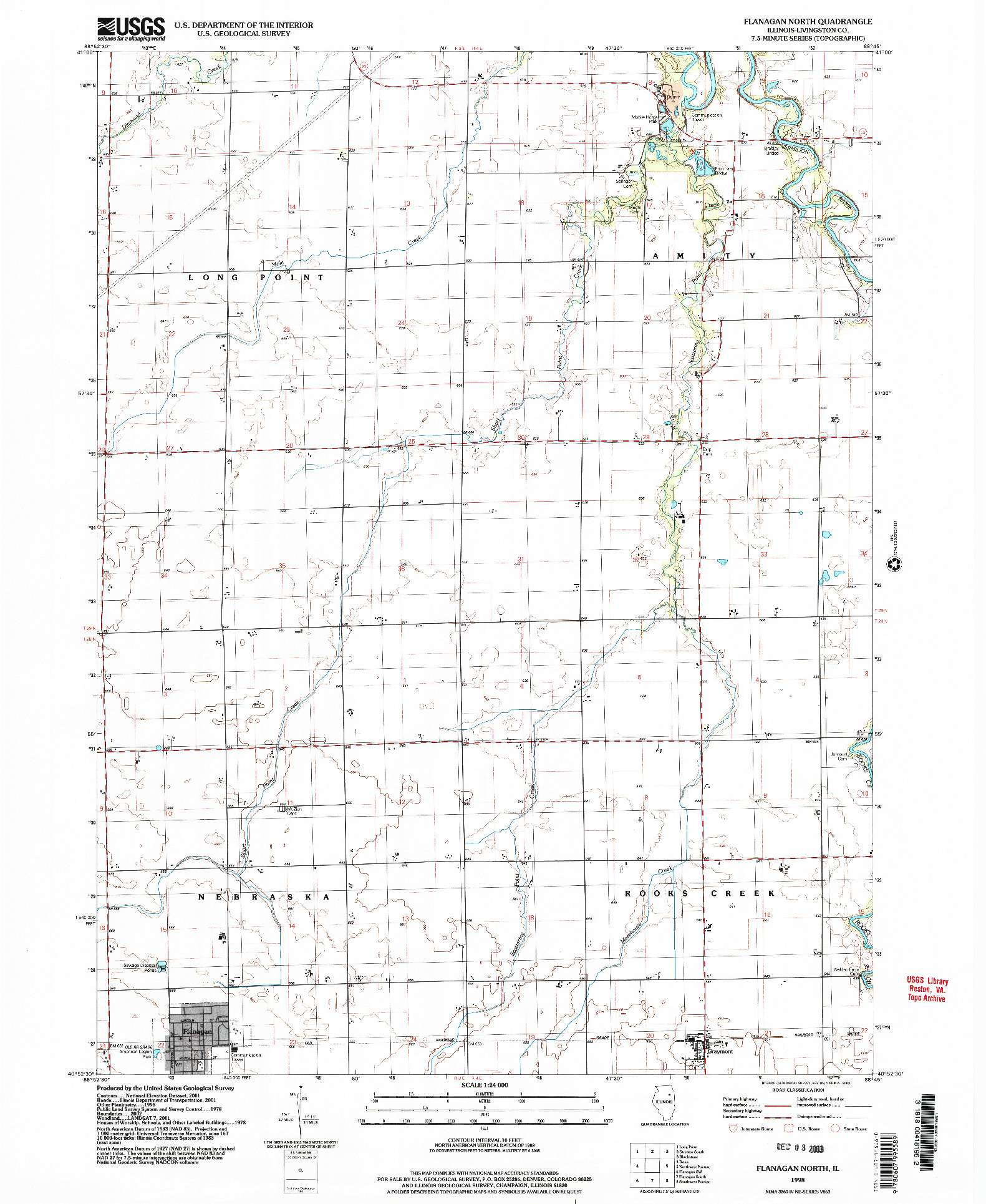 USGS 1:24000-SCALE QUADRANGLE FOR FLANAGAN NORTH, IL 1998