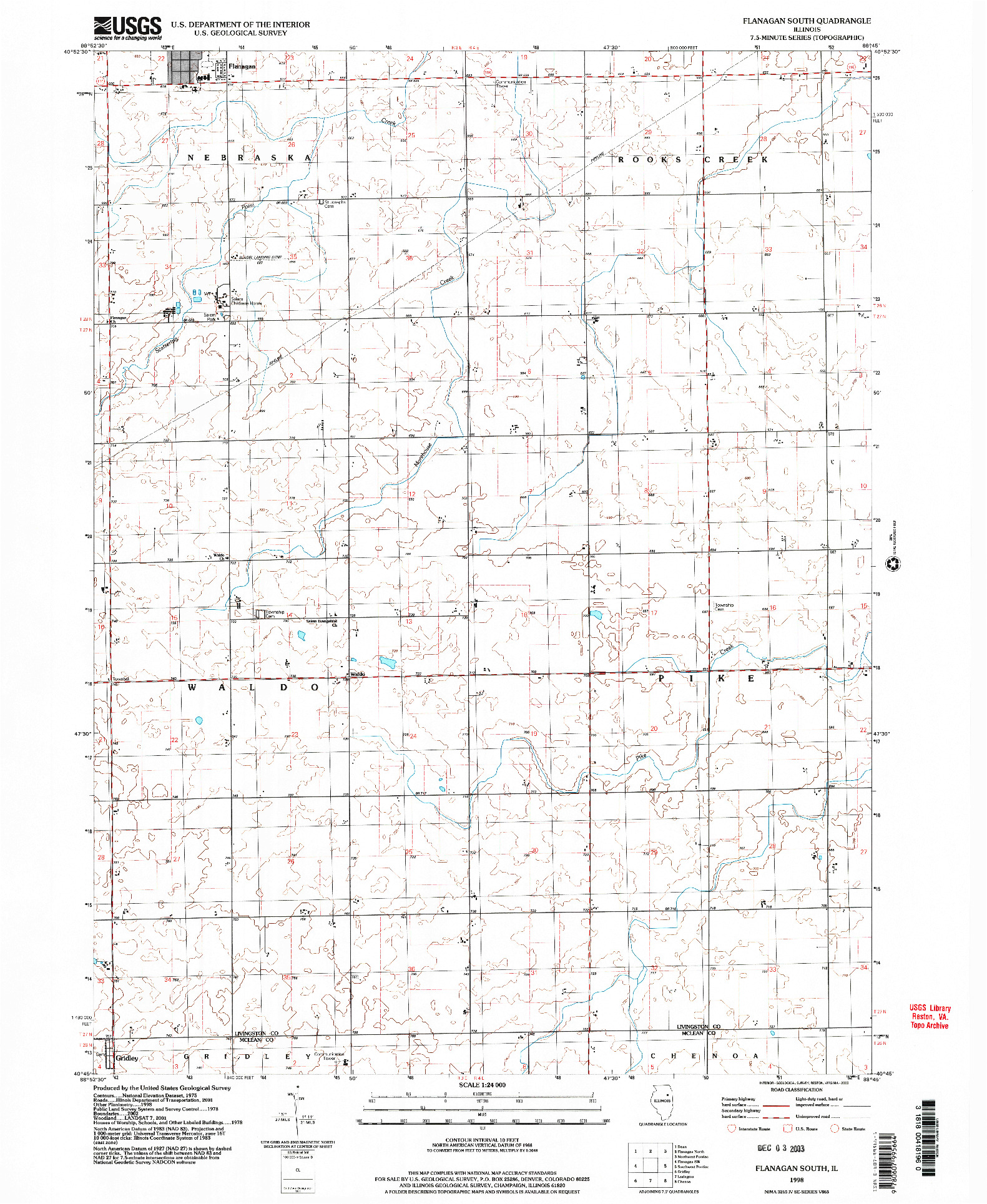 USGS 1:24000-SCALE QUADRANGLE FOR FLANAGAN SOUTH, IL 1998