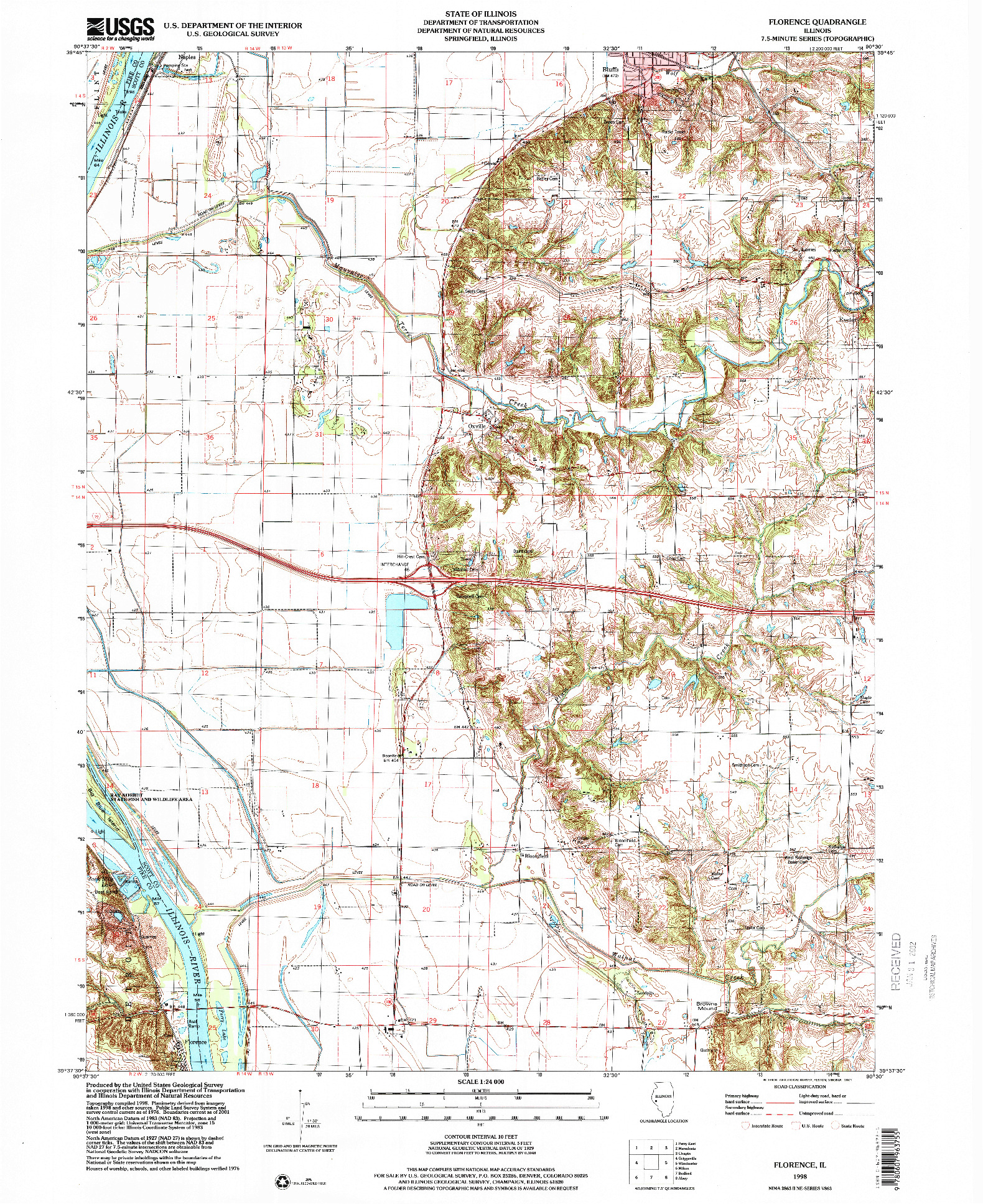 USGS 1:24000-SCALE QUADRANGLE FOR FLORENCE, IL 1998