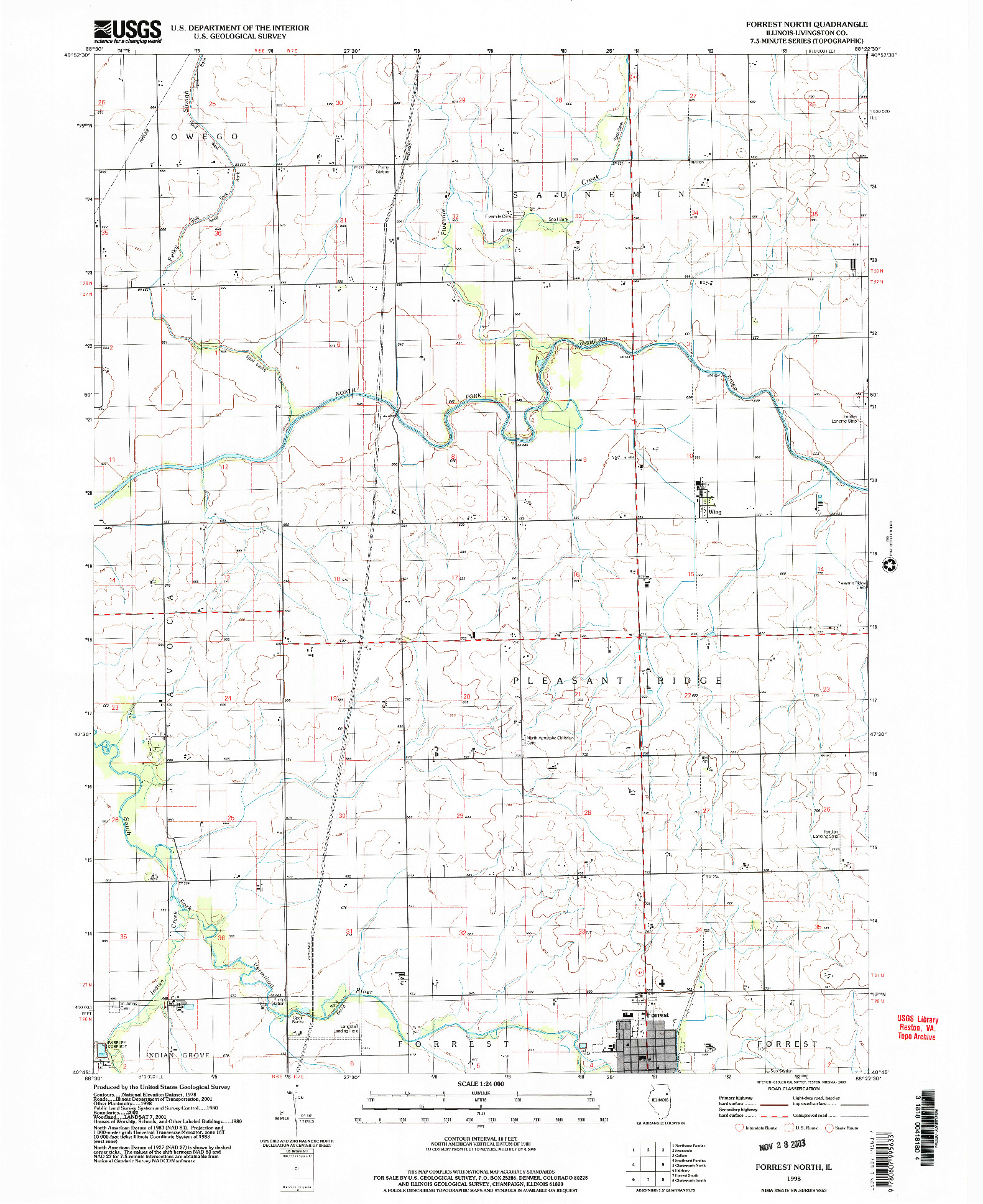 USGS 1:24000-SCALE QUADRANGLE FOR FORREST NORTH, IL 1998