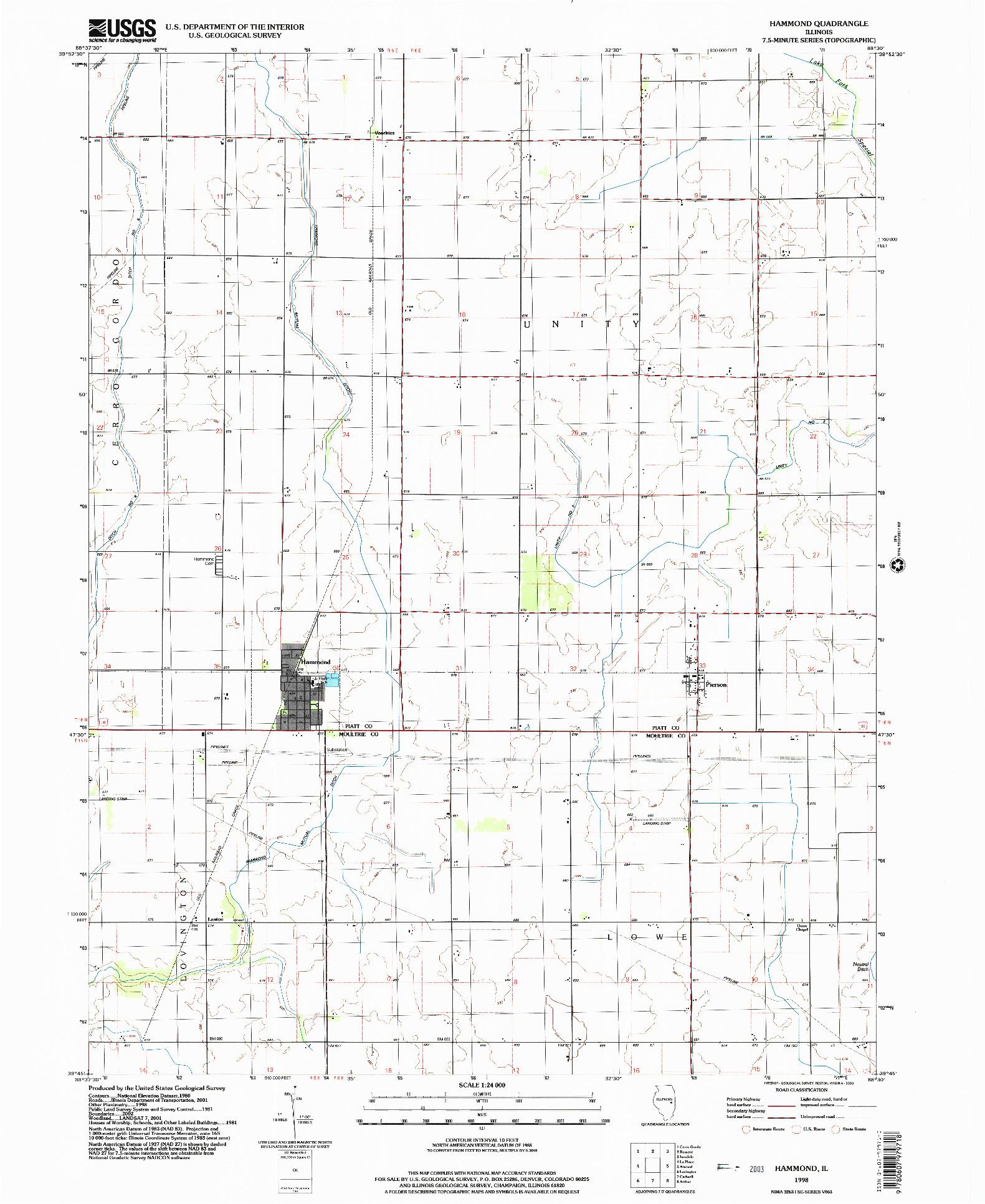 USGS 1:24000-SCALE QUADRANGLE FOR HAMMOND, IL 1998