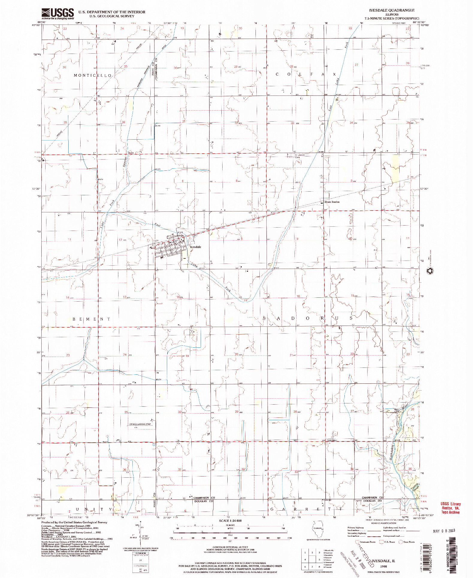 USGS 1:24000-SCALE QUADRANGLE FOR IVESDALE, IL 1998