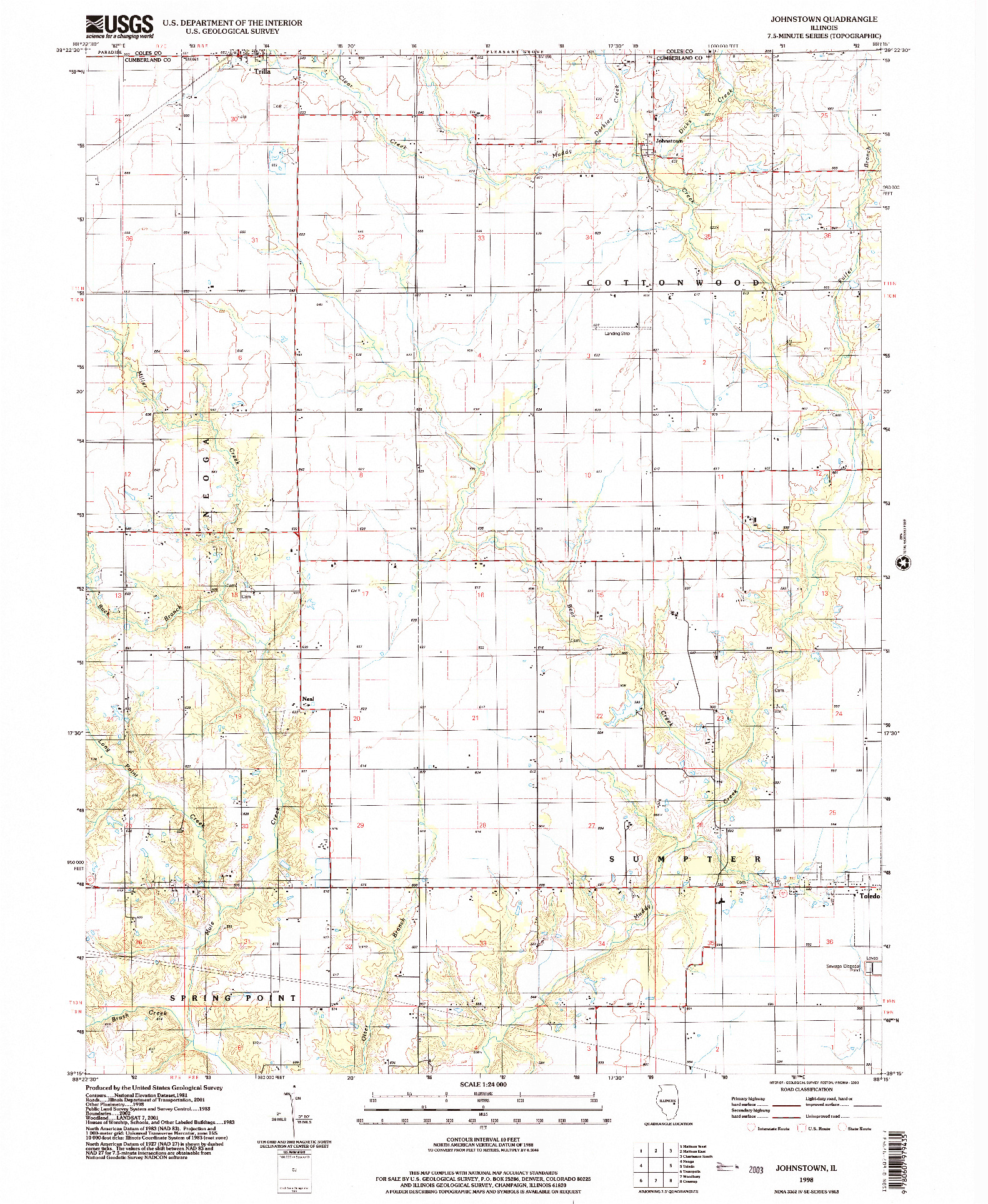 USGS 1:24000-SCALE QUADRANGLE FOR JOHNSTOWN, IL 1998