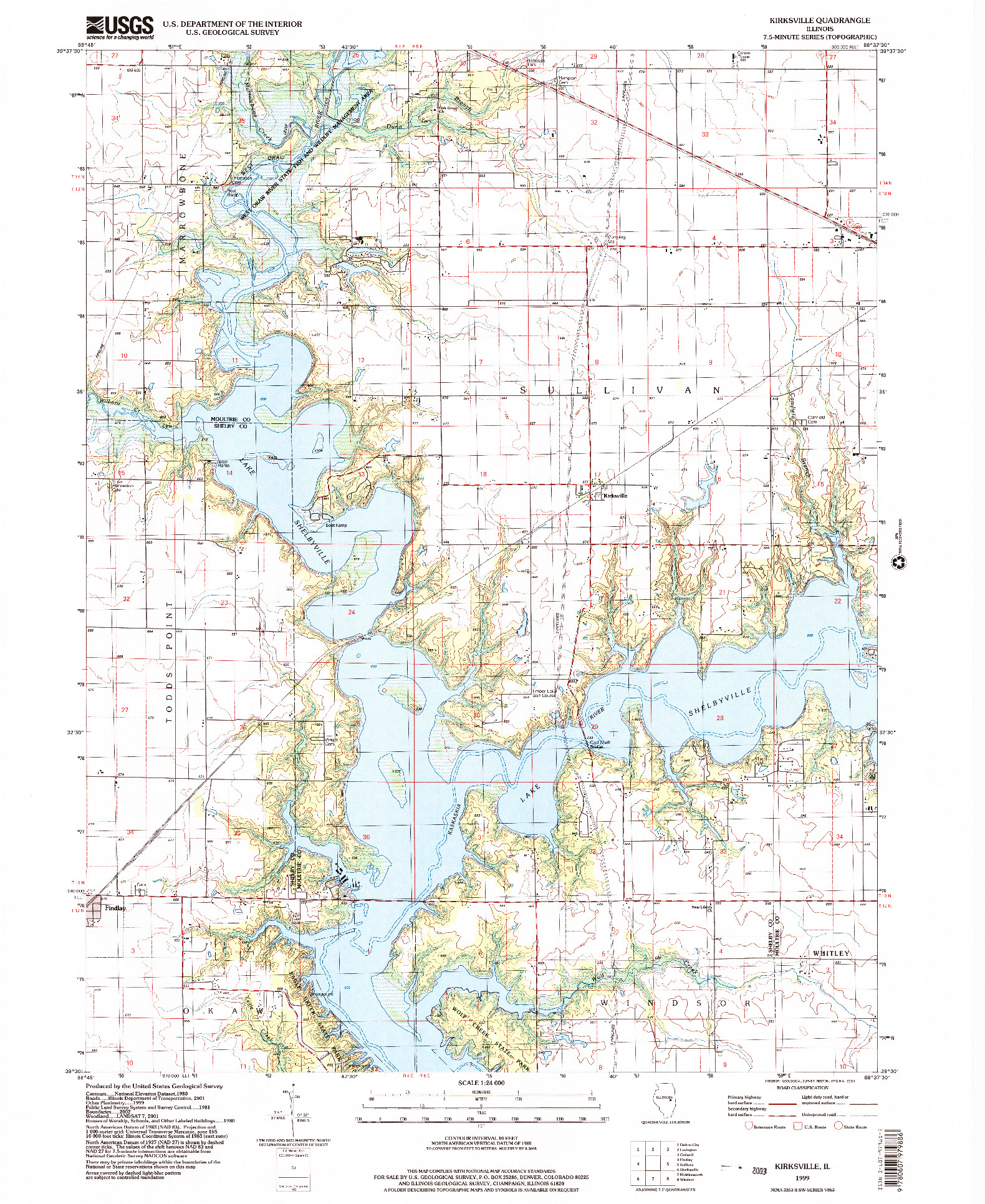 USGS 1:24000-SCALE QUADRANGLE FOR KIRKSVILLE, IL 1999