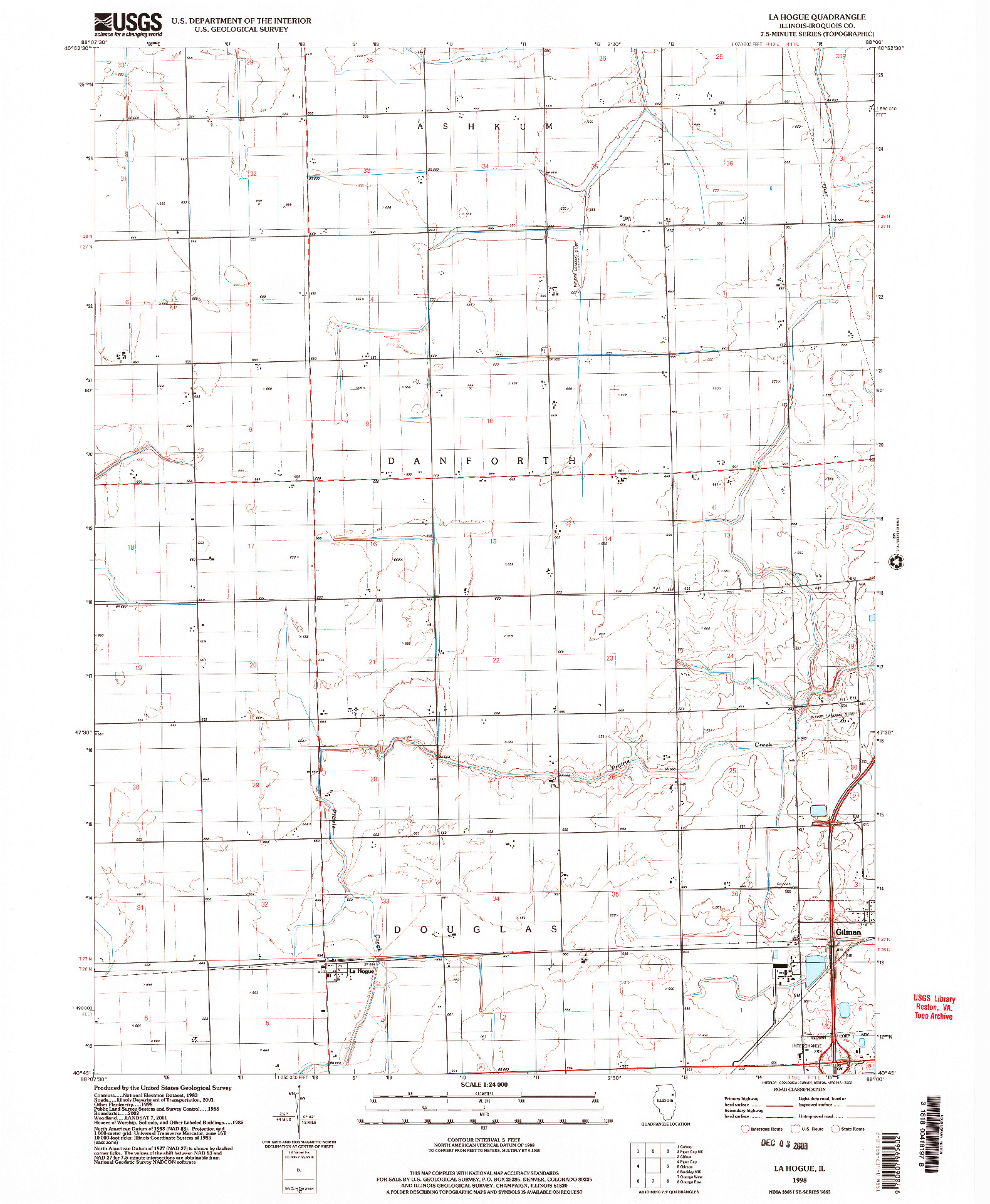 USGS 1:24000-SCALE QUADRANGLE FOR LA HOGUE, IL 1998