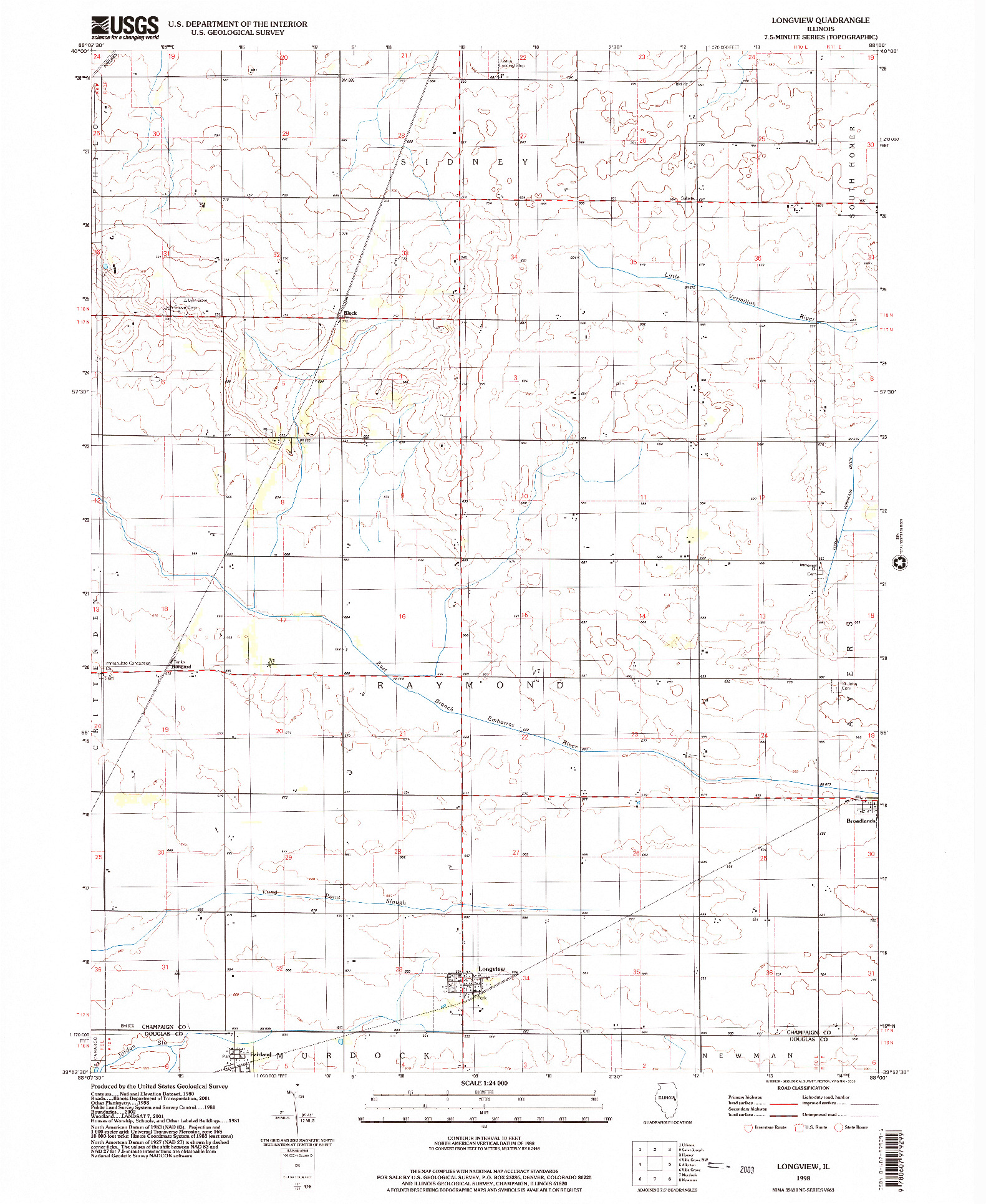 USGS 1:24000-SCALE QUADRANGLE FOR LONGVIEW, IL 1998
