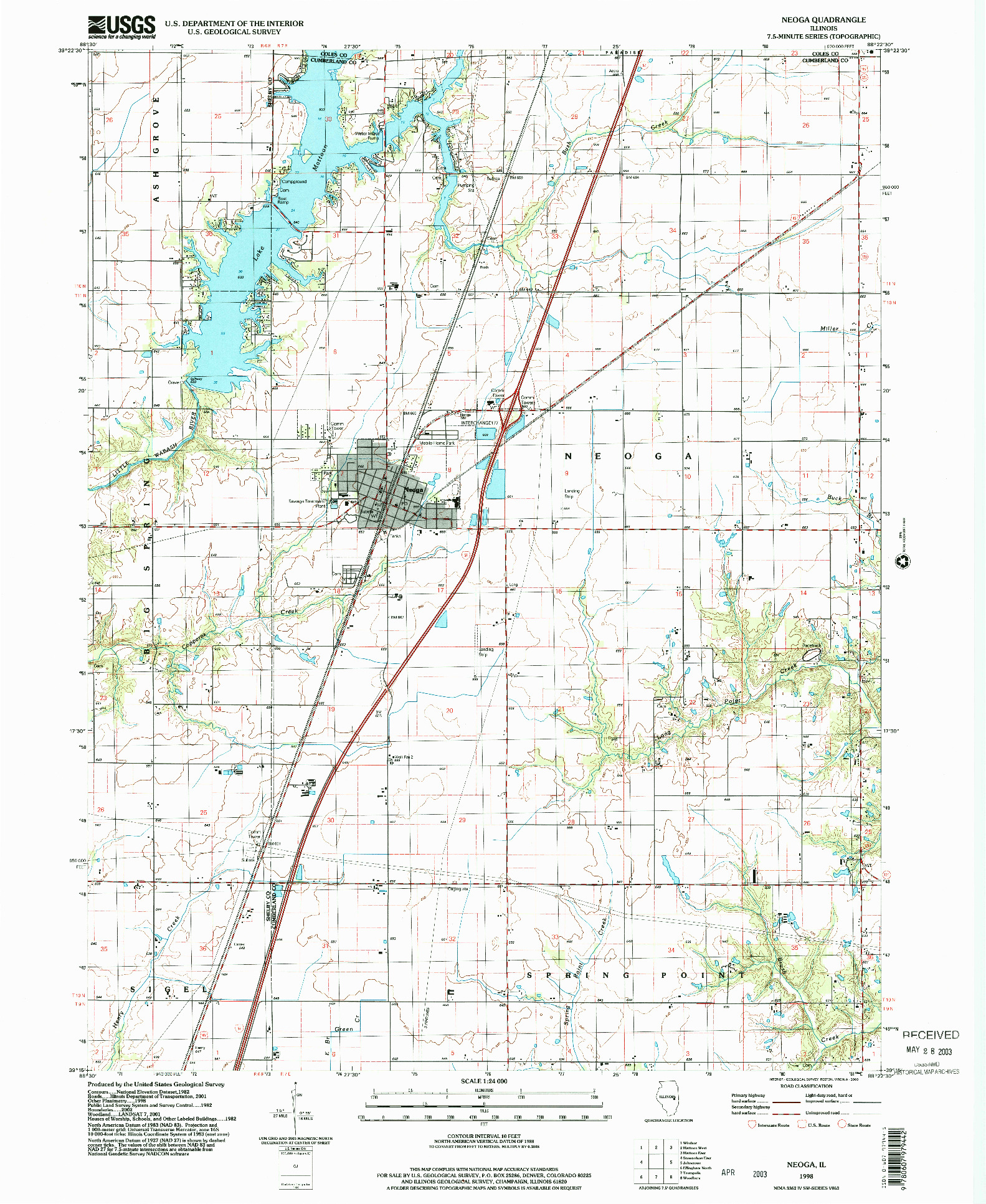 USGS 1:24000-SCALE QUADRANGLE FOR NEOGA, IL 1998