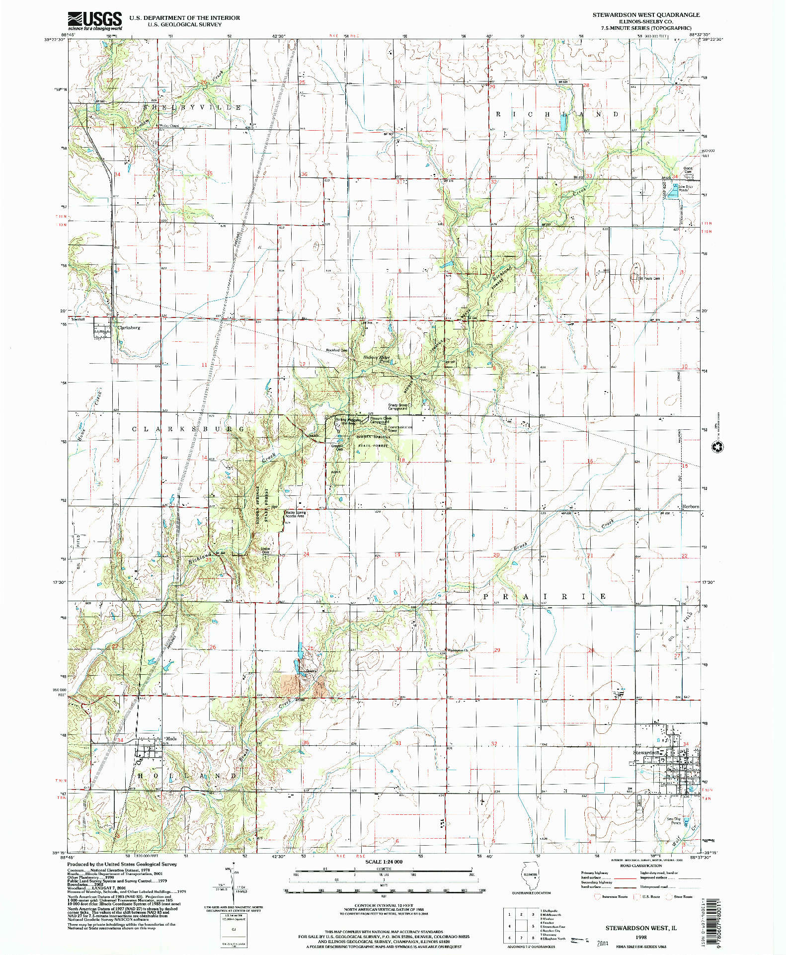 USGS 1:24000-SCALE QUADRANGLE FOR STEWARDSON WEST, IL 1998