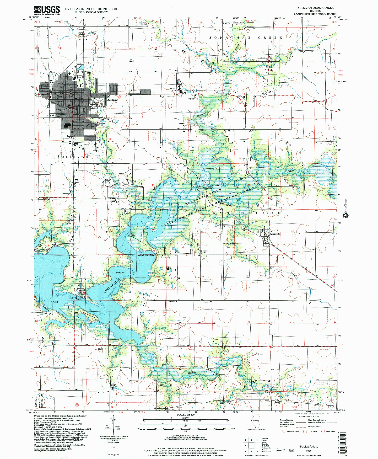 USGS 1:24000-SCALE QUADRANGLE FOR SULLIVAN, IL 1998