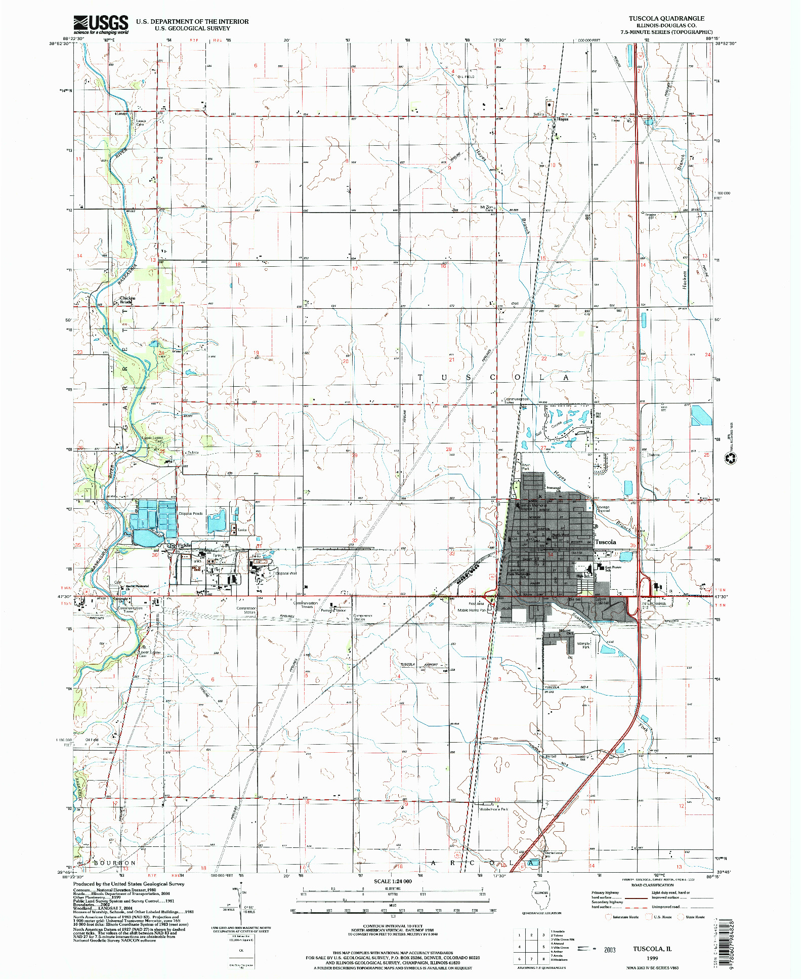 USGS 1:24000-SCALE QUADRANGLE FOR TUSCOLA, IL 1999