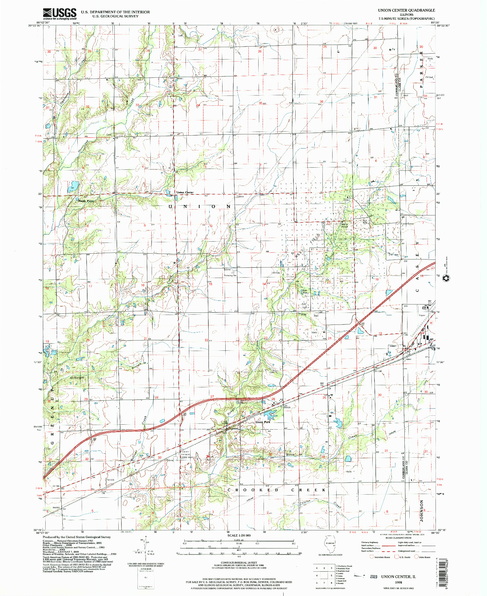 USGS 1:24000-SCALE QUADRANGLE FOR UNION CENTER, IL 1998