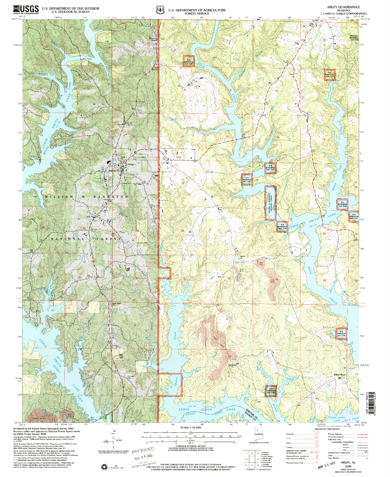 USGS 1:24000-SCALE QUADRANGLE FOR ARLEY, AL 2000