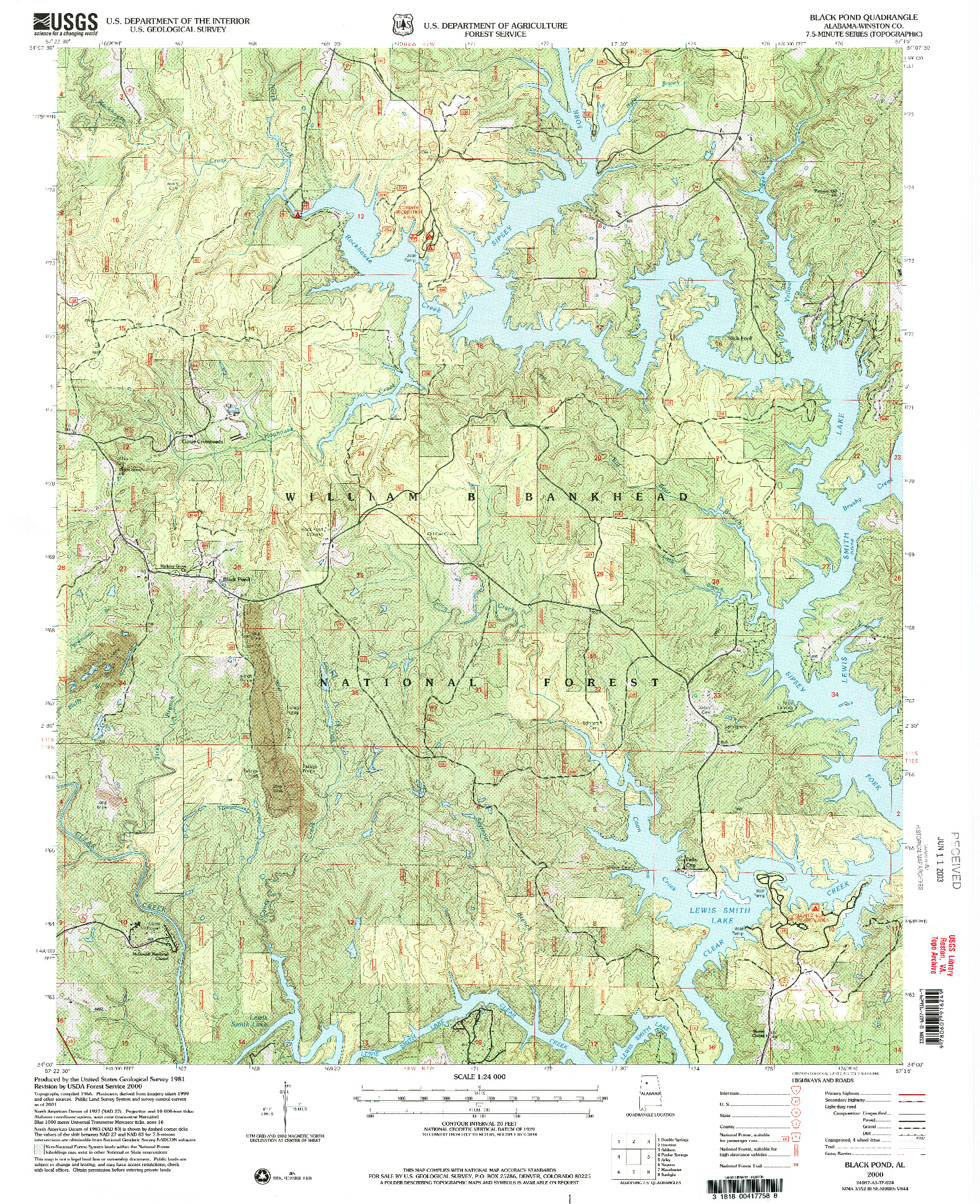 USGS 1:24000-SCALE QUADRANGLE FOR BLACK POND, AL 2000