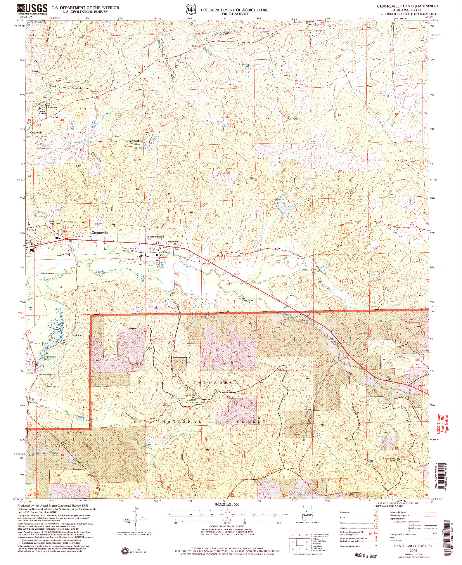 USGS 1:24000-SCALE QUADRANGLE FOR CENTREVILLE EAST, AL 2002