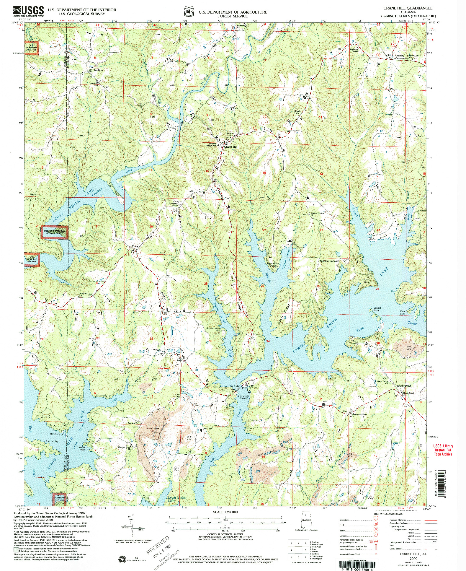 USGS 1:24000-SCALE QUADRANGLE FOR CRANE HILL, AL 2000