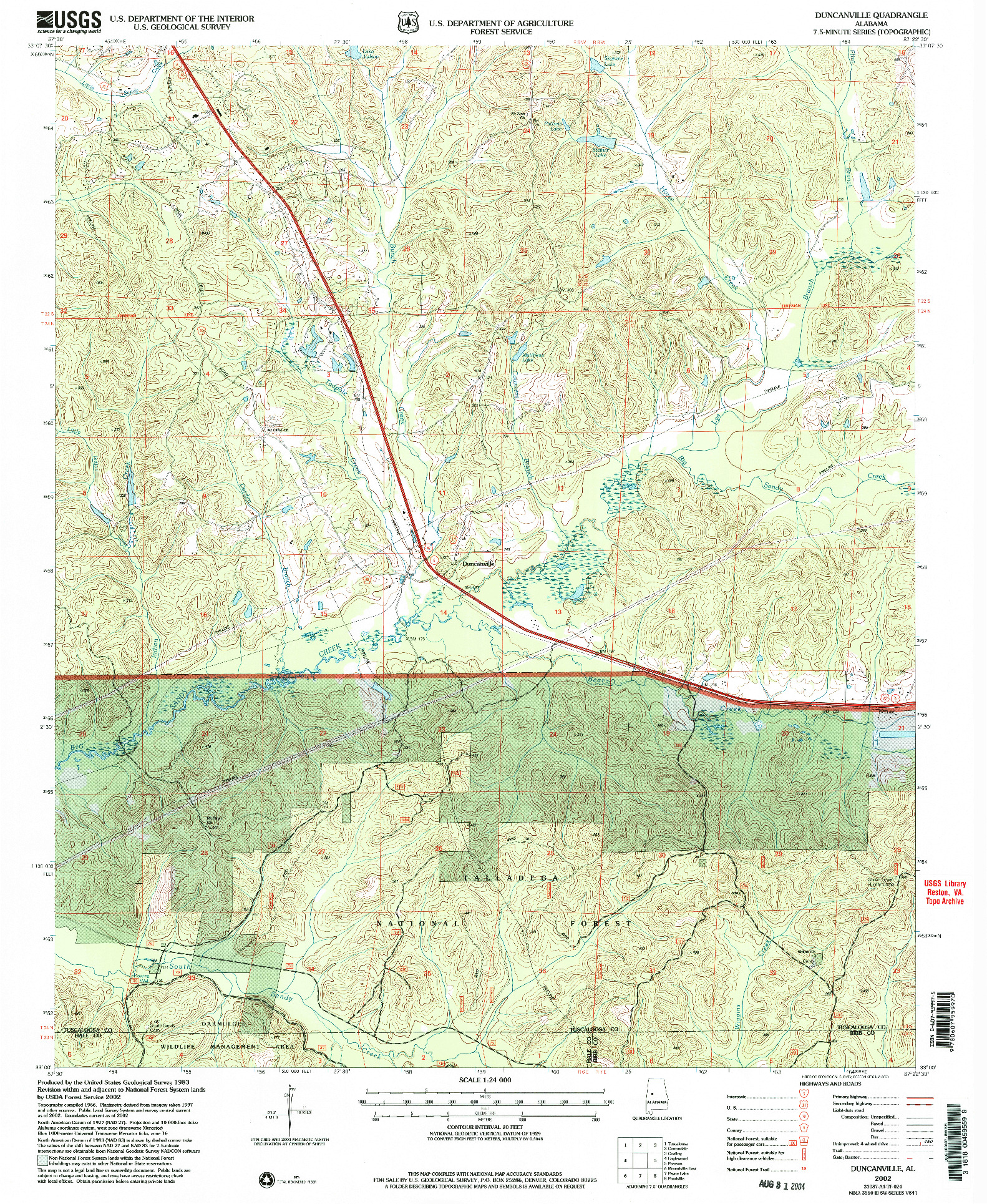 USGS 1:24000-SCALE QUADRANGLE FOR DUNCANVILLE, AL 2002