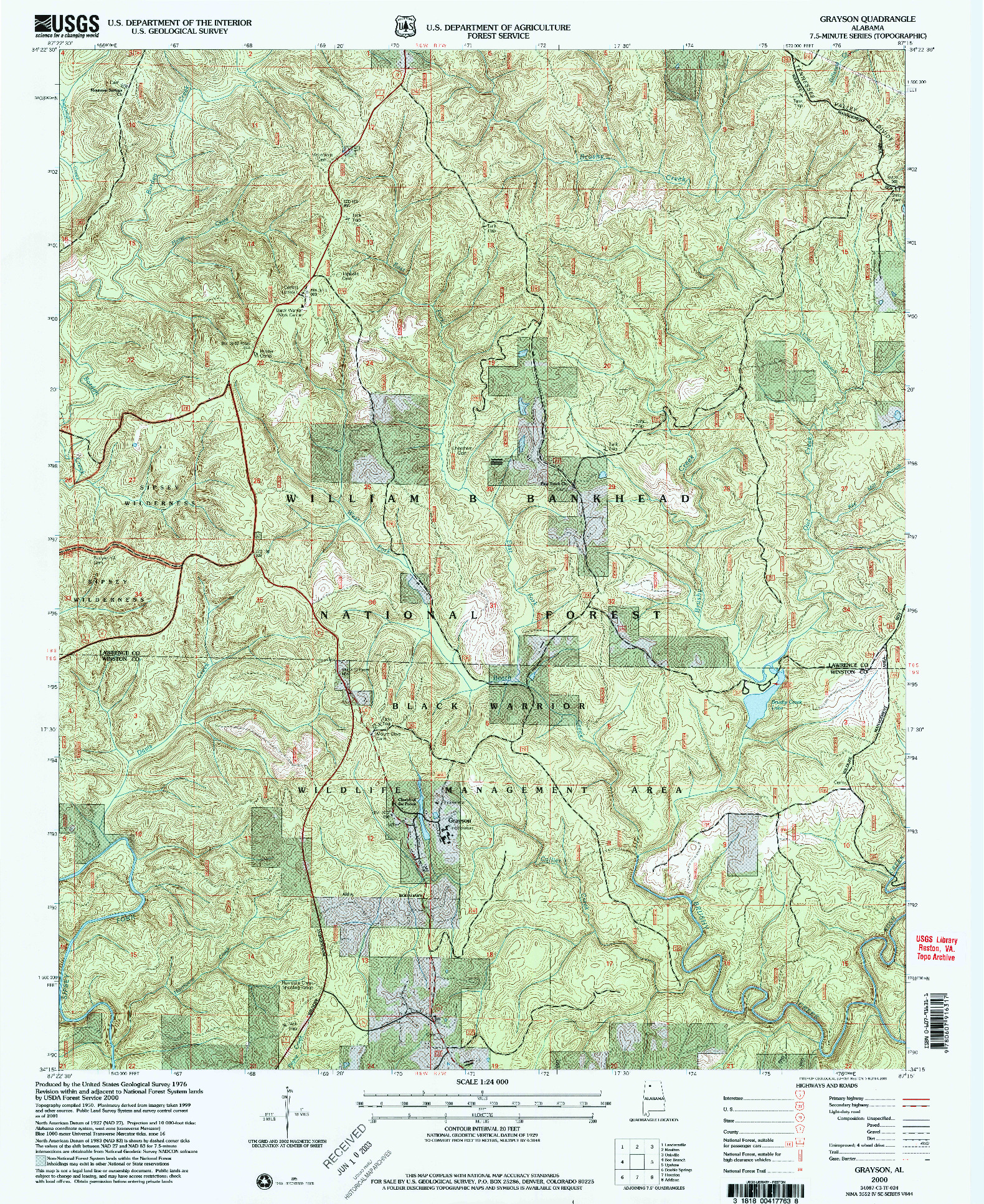 USGS 1:24000-SCALE QUADRANGLE FOR GRAYSON, AL 2000
