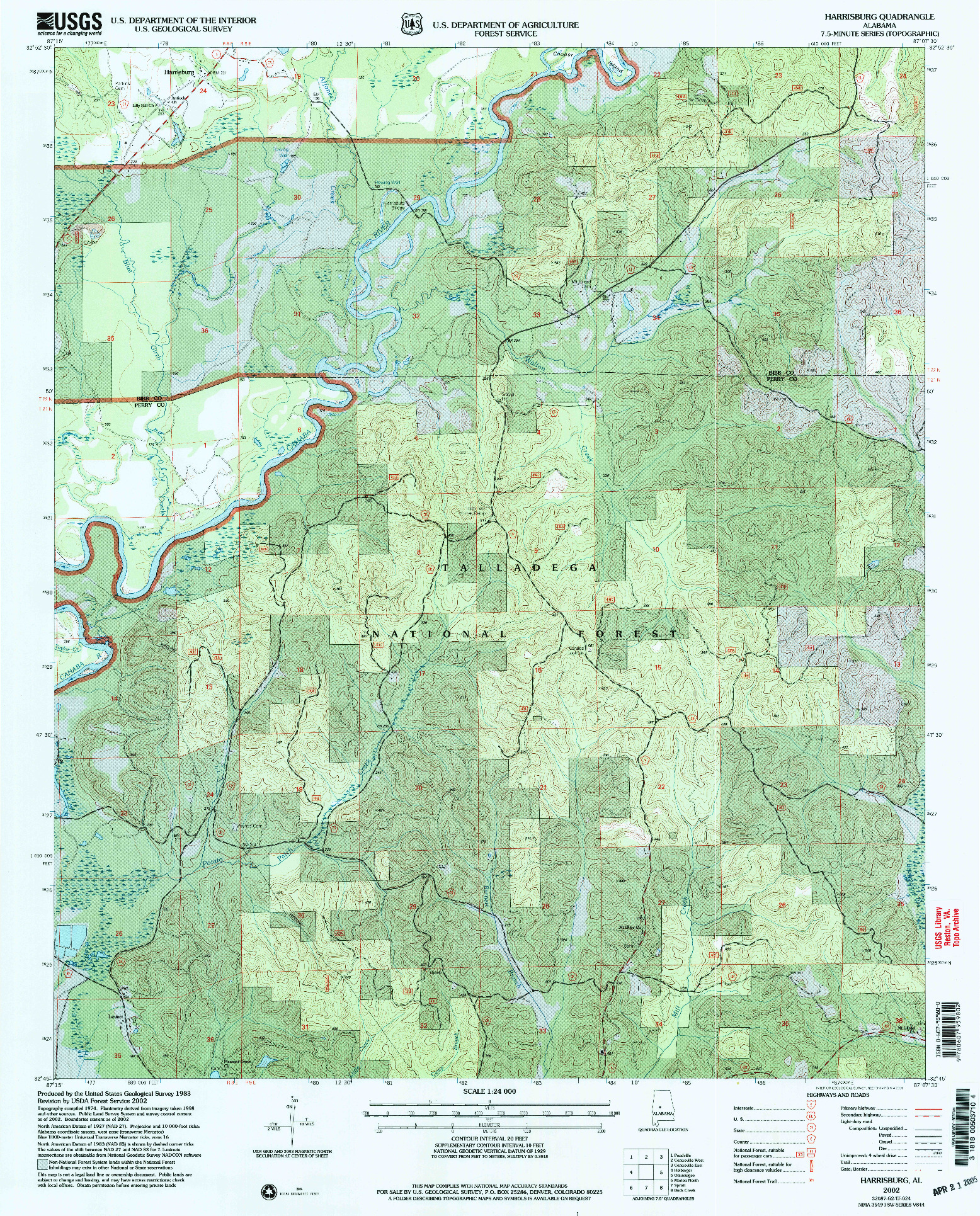 USGS 1:24000-SCALE QUADRANGLE FOR HARRISBURG, AL 2002