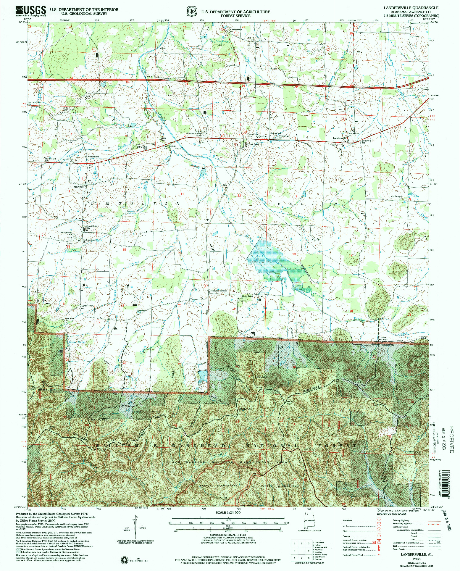 USGS 1:24000-SCALE QUADRANGLE FOR LANDERSVILLE, AL 2000