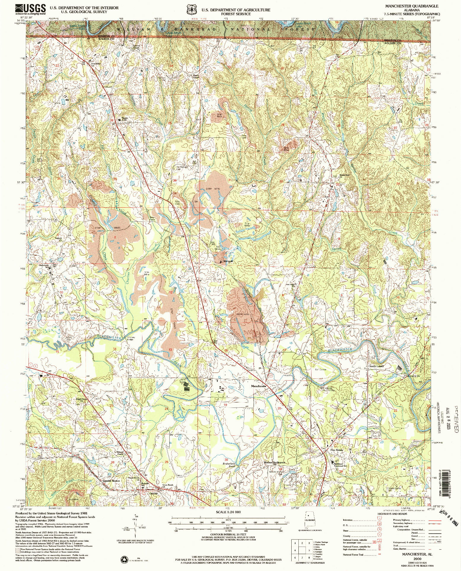 USGS 1:24000-SCALE QUADRANGLE FOR MANCHESTER, AL 2000