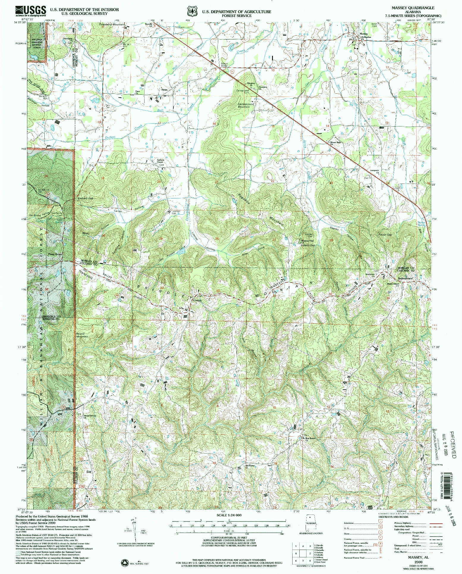 USGS 1:24000-SCALE QUADRANGLE FOR MASSEY, AL 2000
