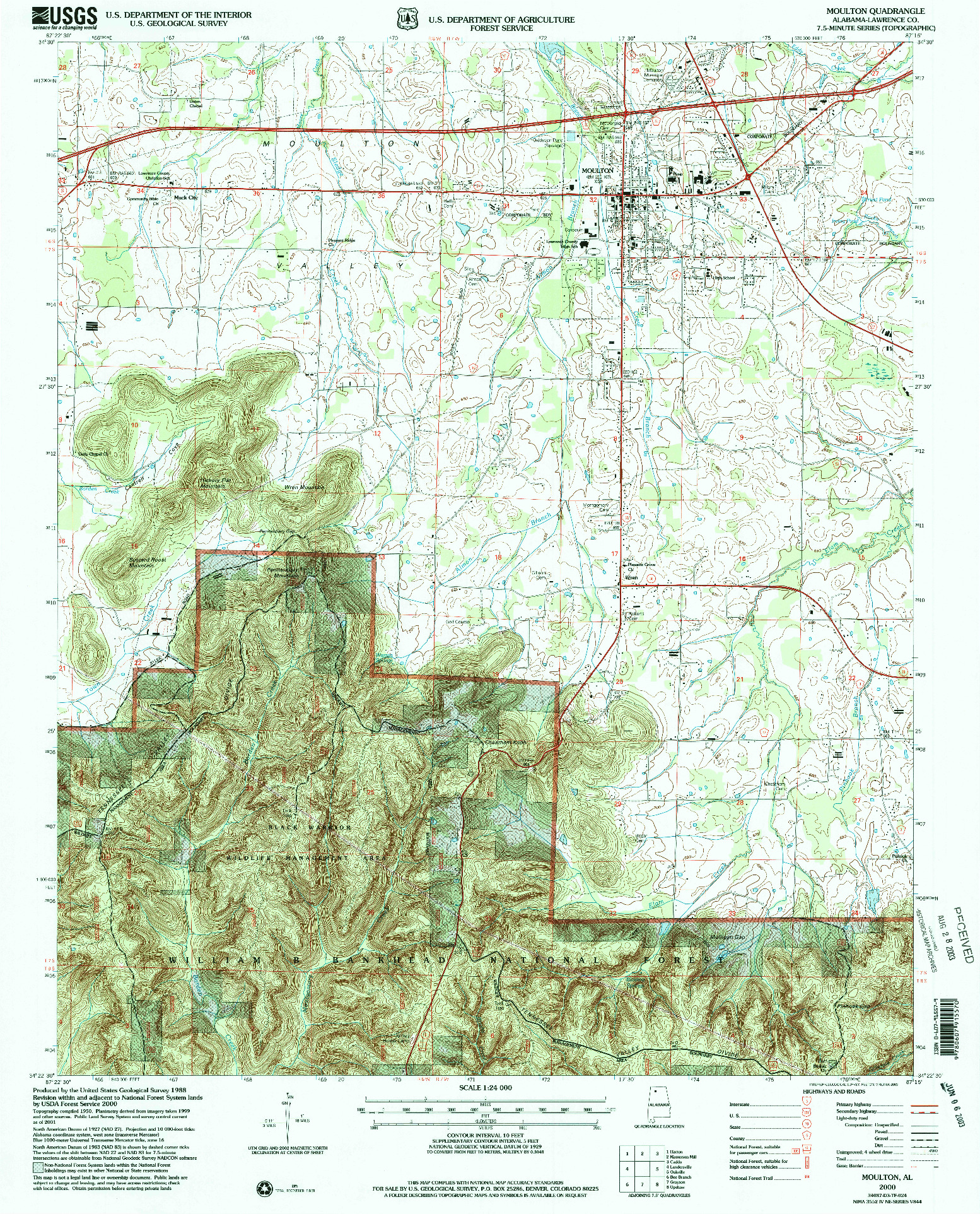 USGS 1:24000-SCALE QUADRANGLE FOR MOULTON, AL 2000