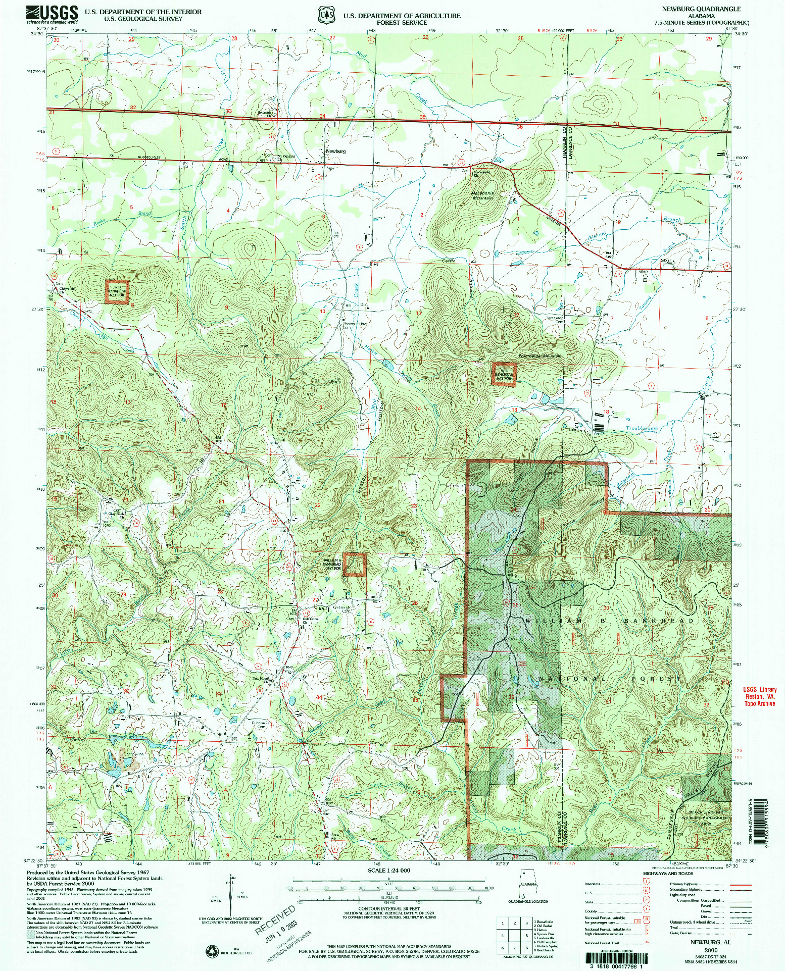 USGS 1:24000-SCALE QUADRANGLE FOR NEWBURG, AL 2000