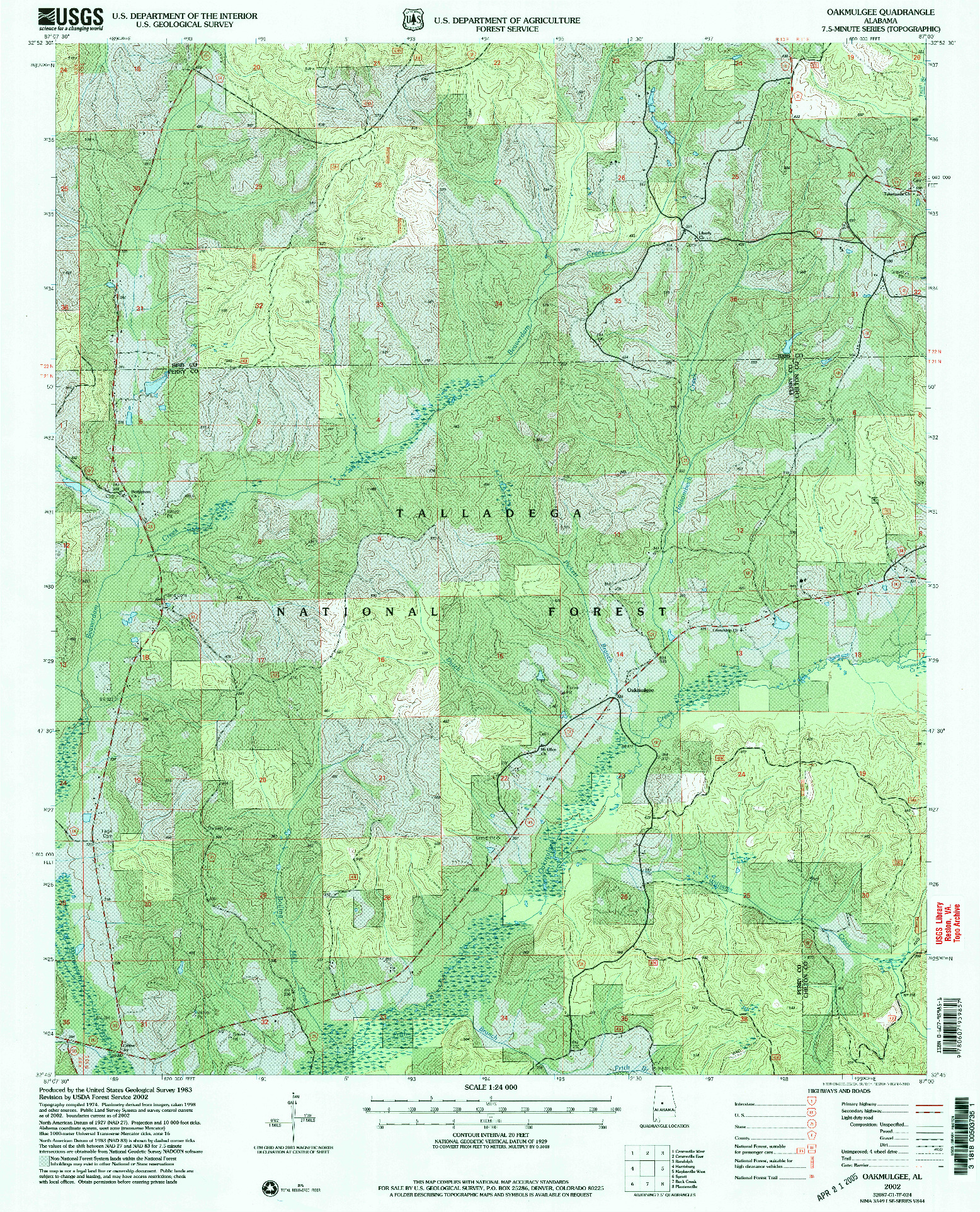 USGS 1:24000-SCALE QUADRANGLE FOR OAKMULGEE, AL 2002
