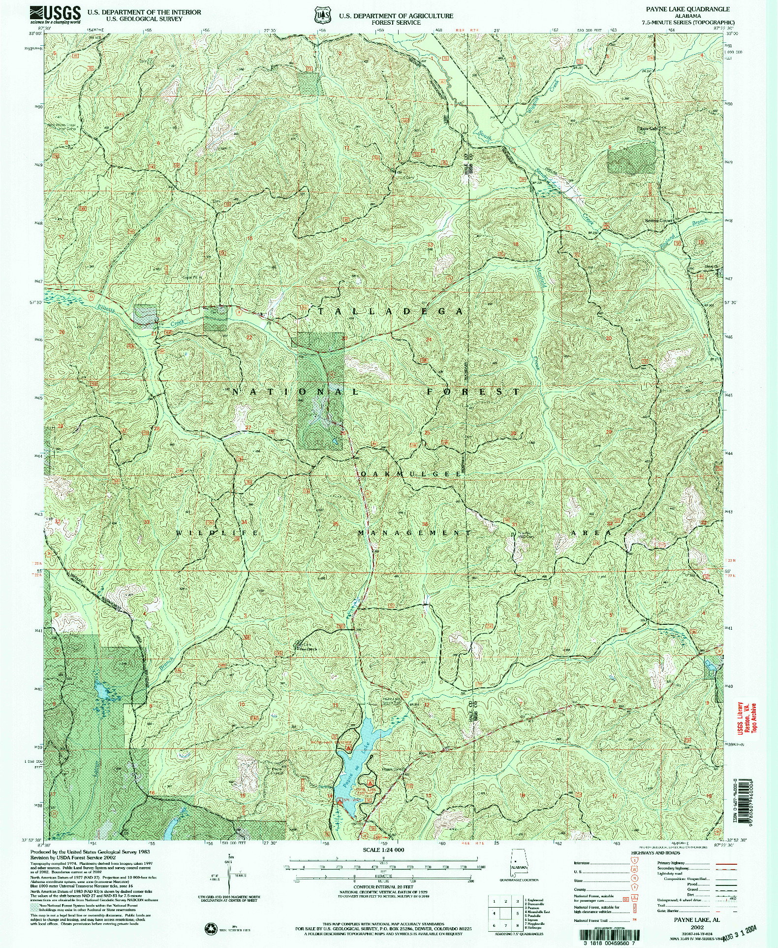 USGS 1:24000-SCALE QUADRANGLE FOR PAYNE LAKE, AL 2002
