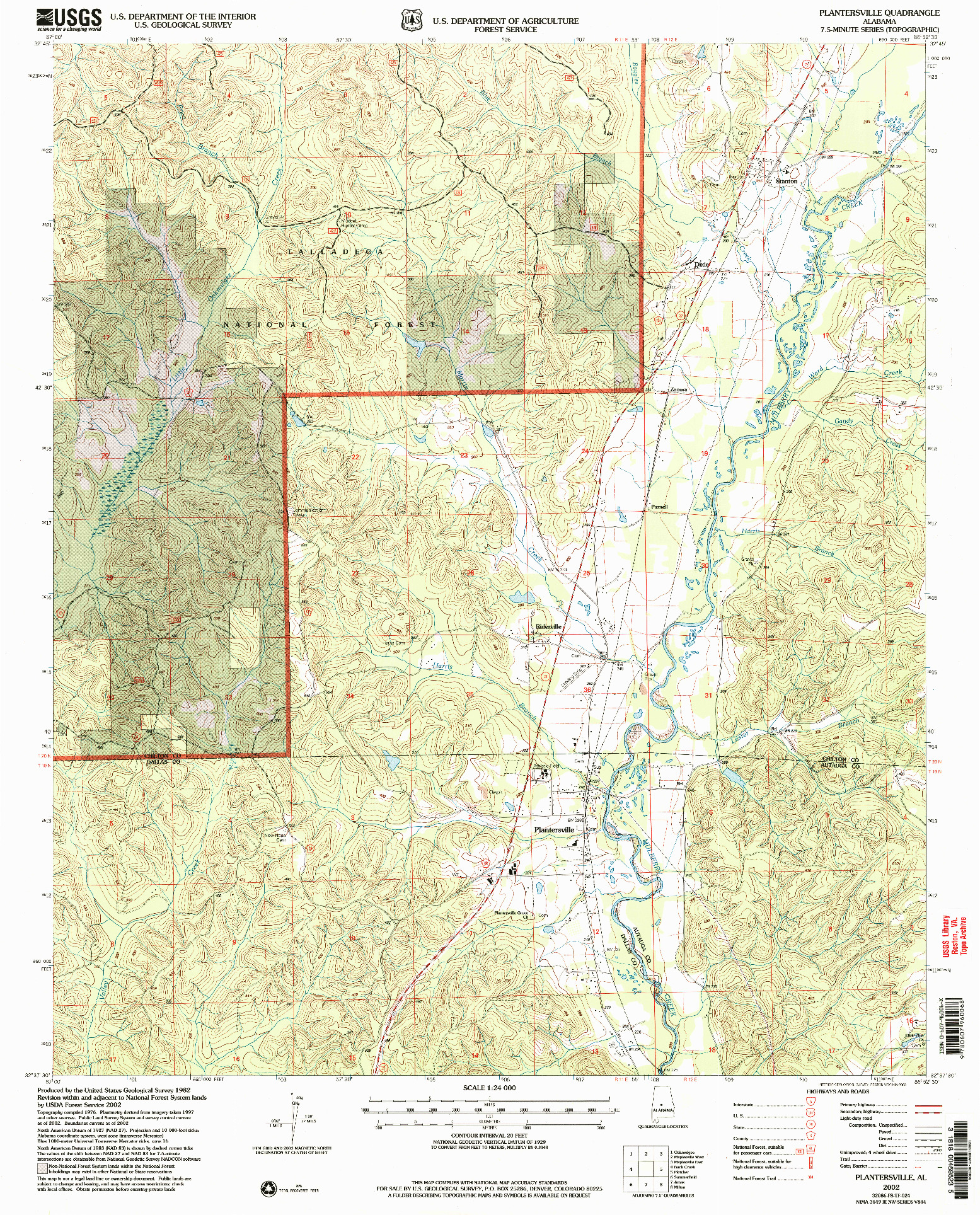 USGS 1:24000-SCALE QUADRANGLE FOR PLANTERSVILLE, AL 2002