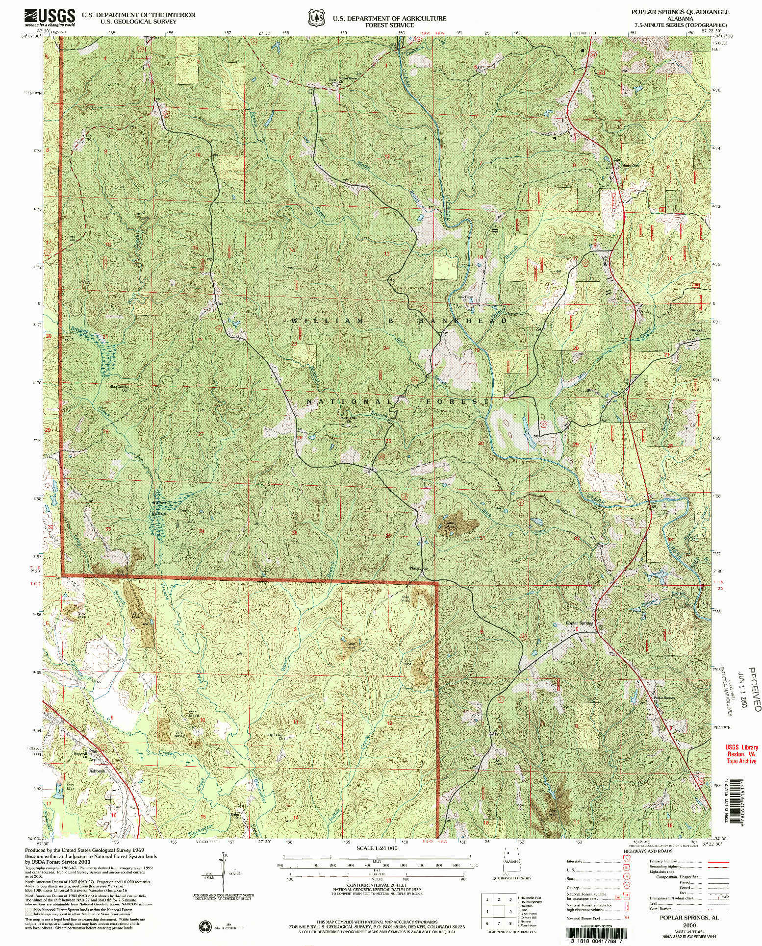 USGS 1:24000-SCALE QUADRANGLE FOR POPLAR SPRINGS, AL 2000