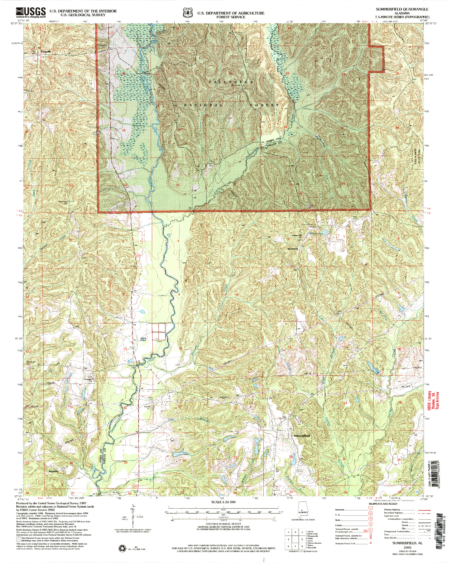 USGS 1:24000-SCALE QUADRANGLE FOR SUMMERFIELD, AL 2002