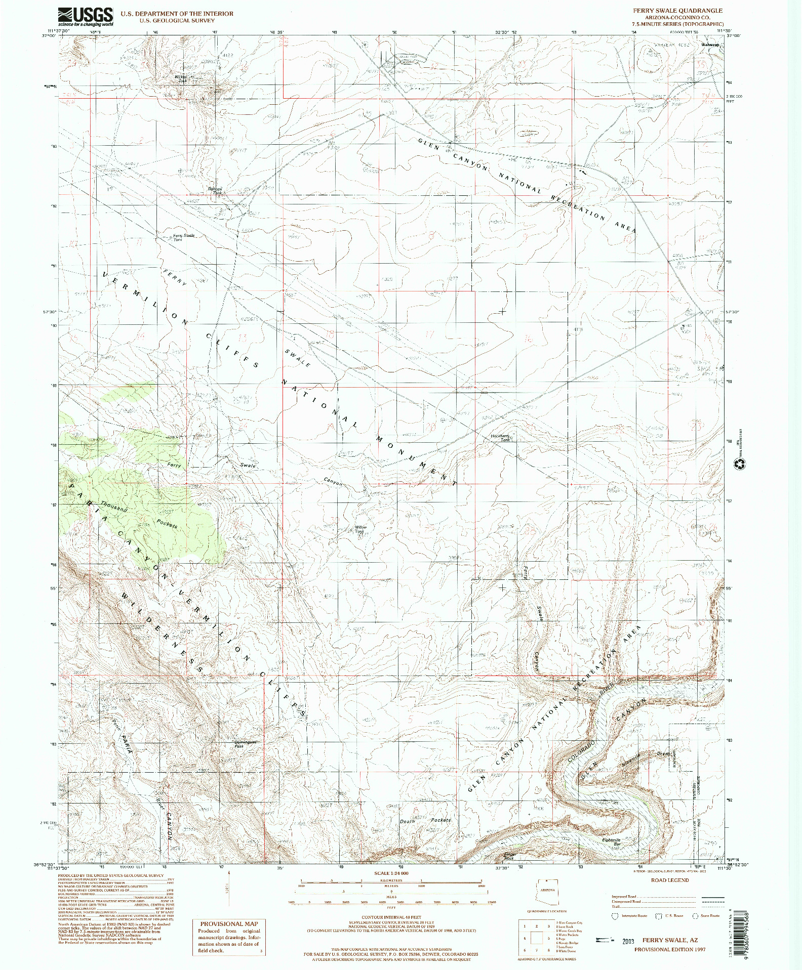 USGS 1:24000-SCALE QUADRANGLE FOR FERRY SWALE, AZ 1997