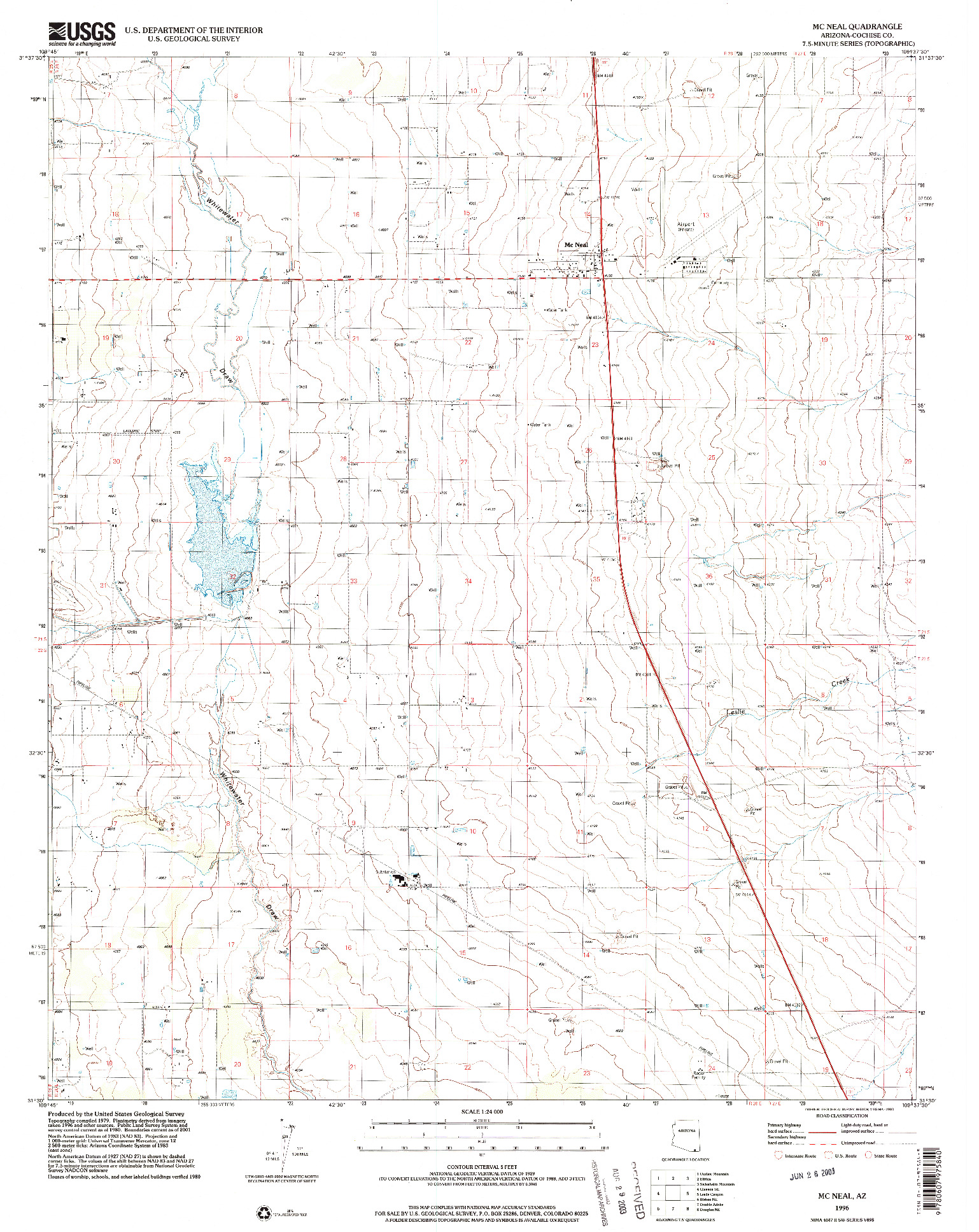 USGS 1:24000-SCALE QUADRANGLE FOR MCNARY, AZ 1996