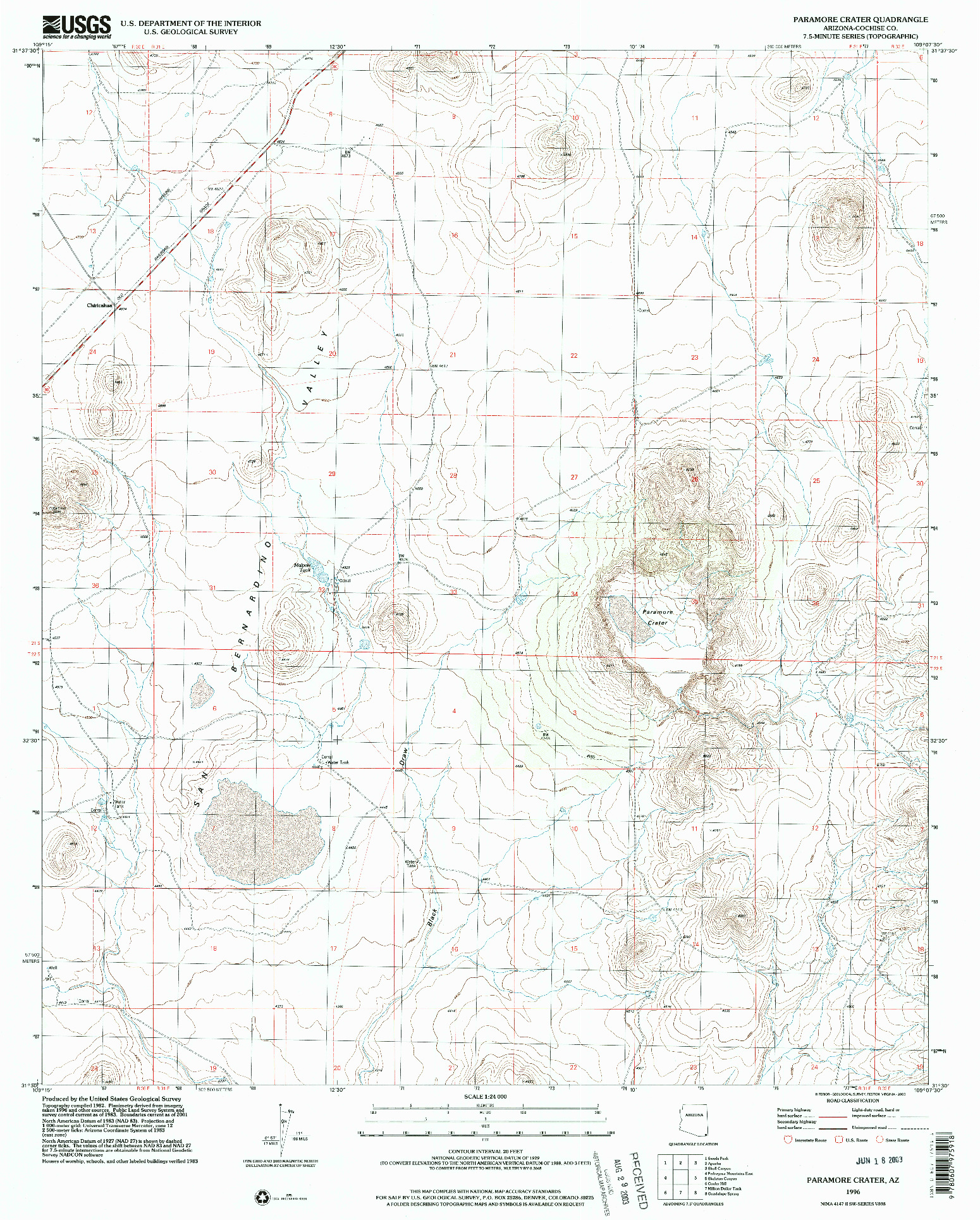 USGS 1:24000-SCALE QUADRANGLE FOR PARAMORE CRATER, AZ 1996