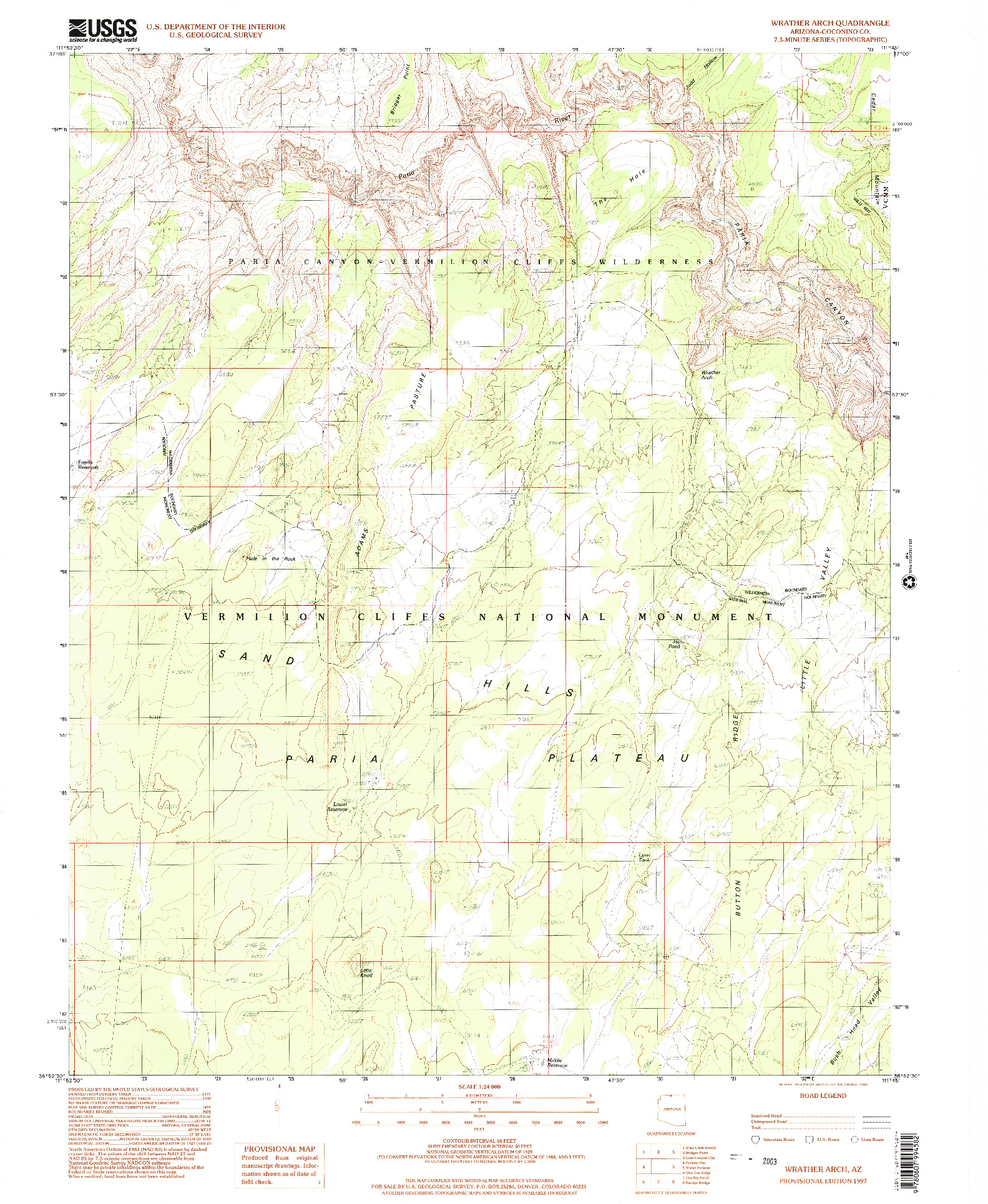 USGS 1:24000-SCALE QUADRANGLE FOR WRATHER ARCH, AZ 1997