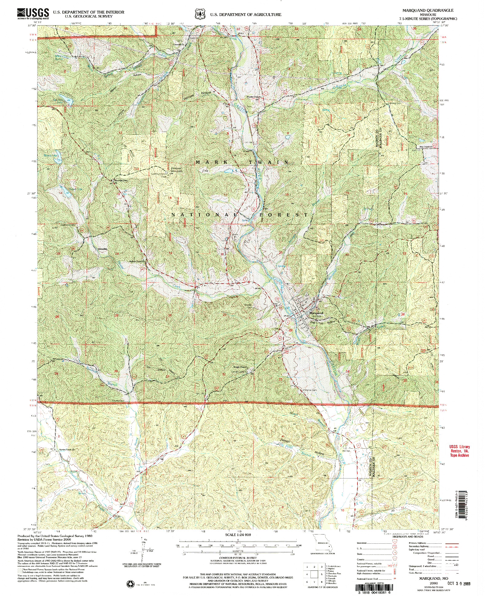 USGS 1:24000-SCALE QUADRANGLE FOR MARQUAND, MO 2000