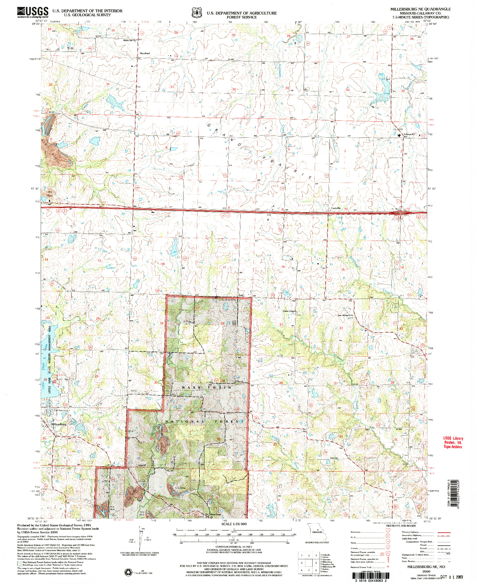 USGS 1:24000-SCALE QUADRANGLE FOR MILLERSBURG NE, MO 2000