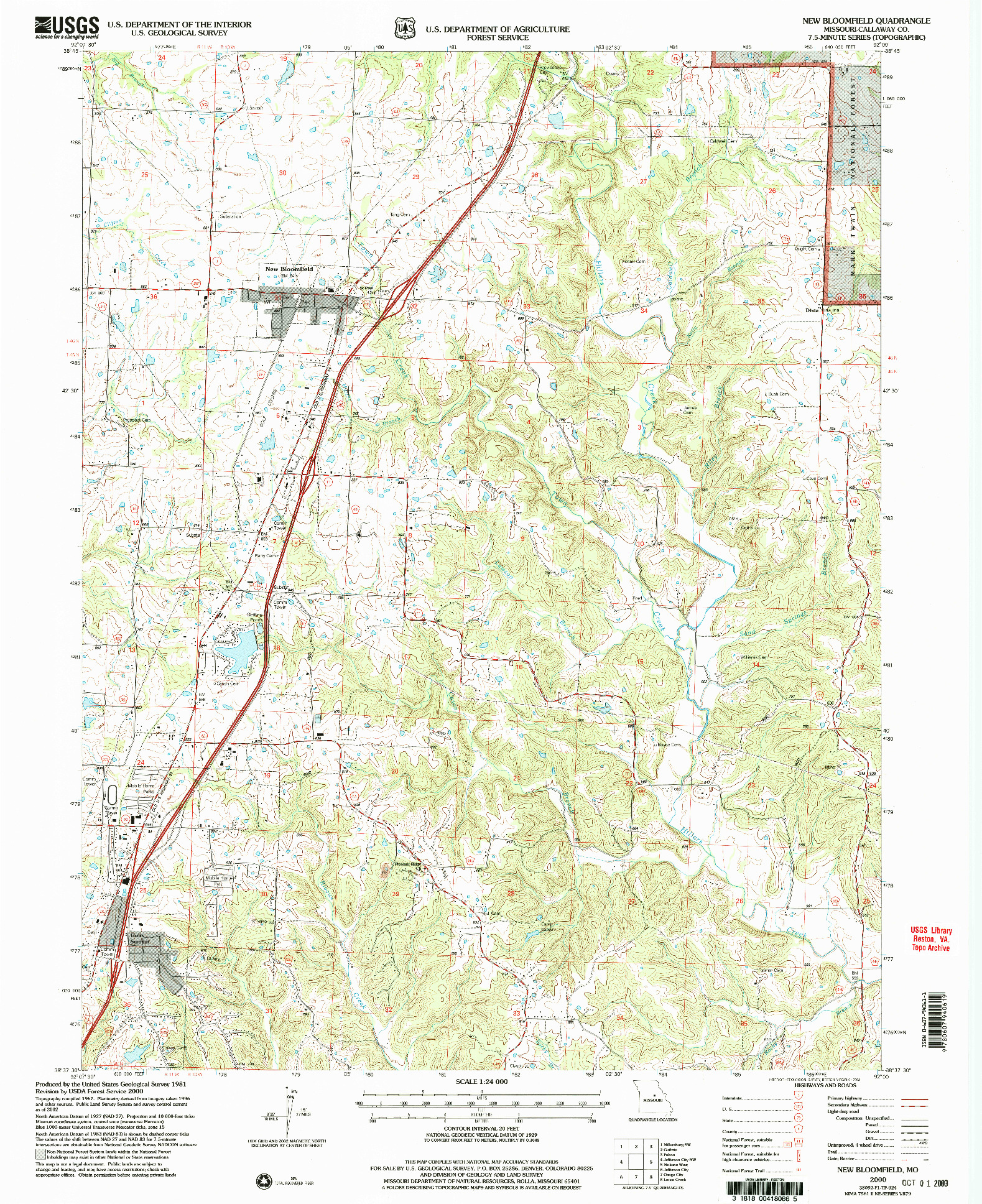 USGS 1:24000-SCALE QUADRANGLE FOR NEW BLOOMFIELD, MO 2000