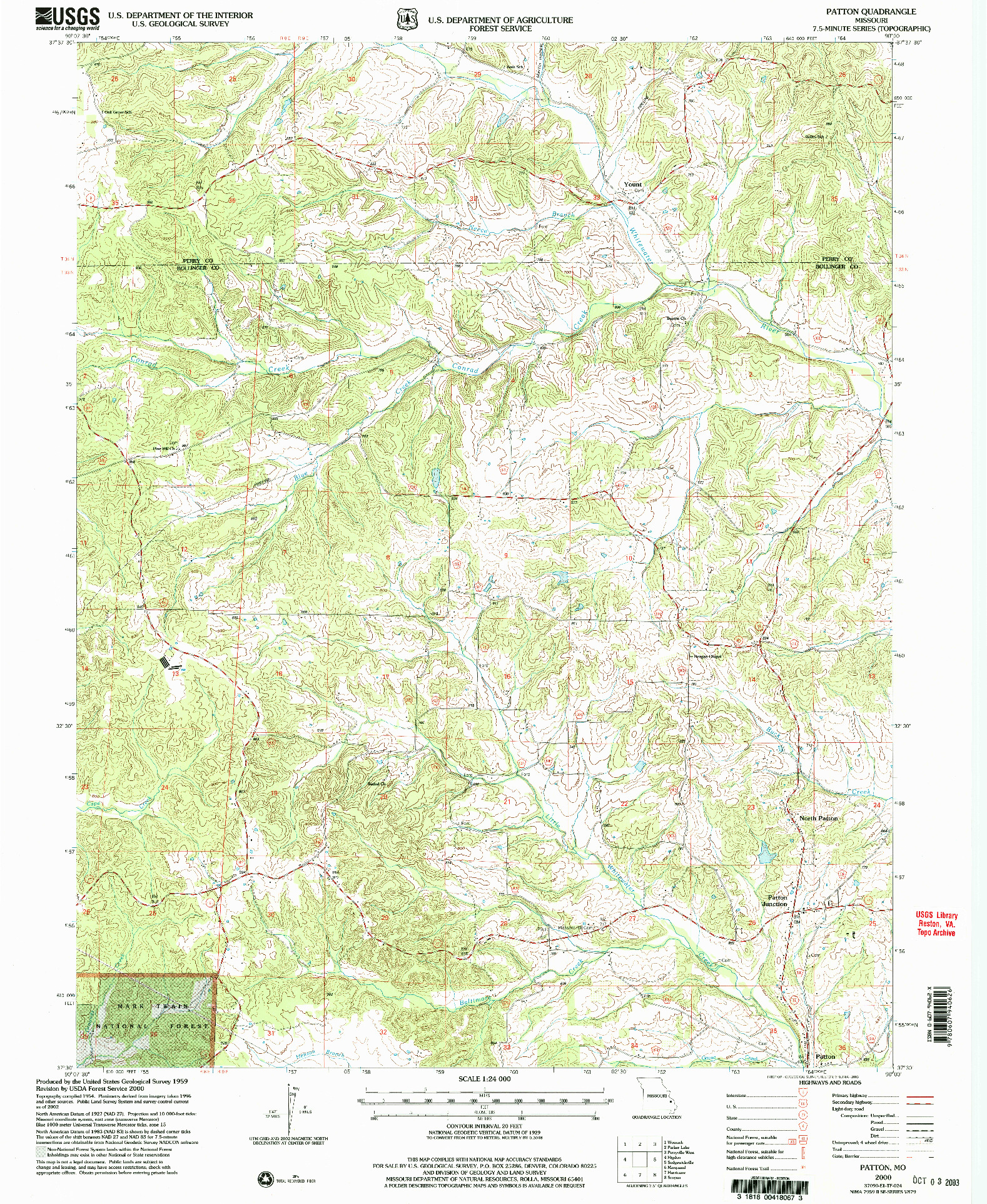 USGS 1:24000-SCALE QUADRANGLE FOR PATTON, MO 2000
