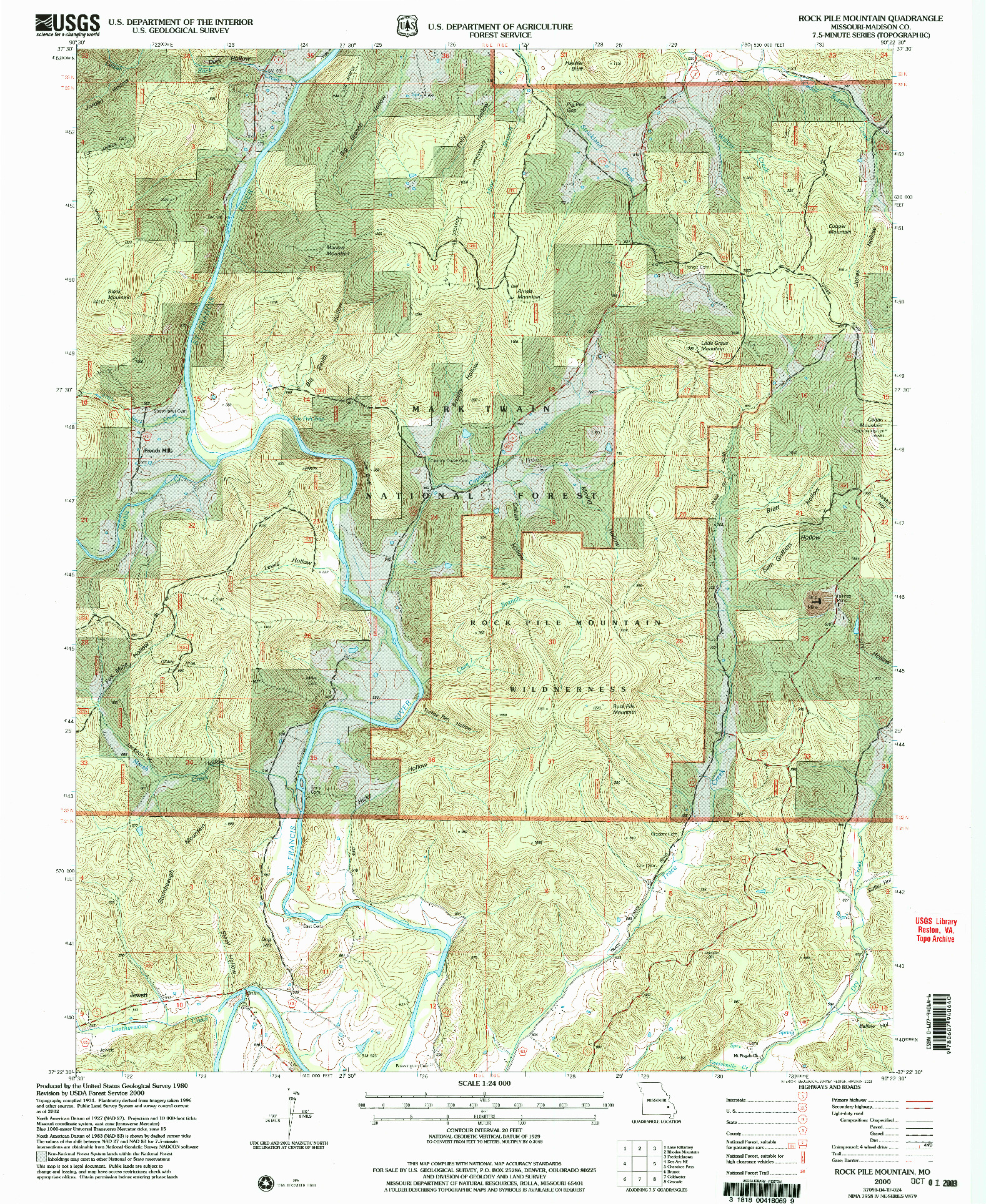 USGS 1:24000-SCALE QUADRANGLE FOR ROCK PILE MOUNTAIN, MO 2000
