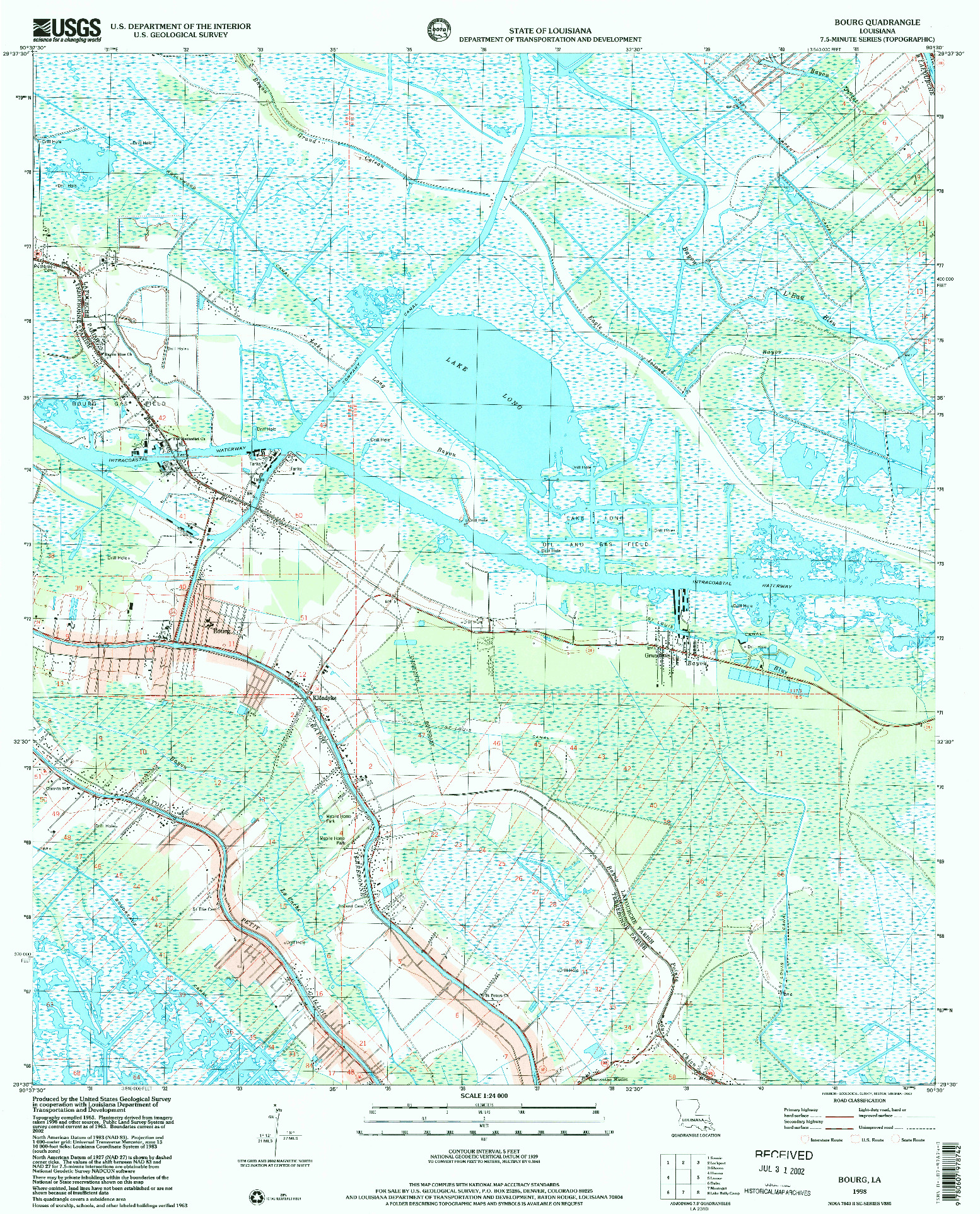 USGS 1:24000-SCALE QUADRANGLE FOR BOURG, LA 1998