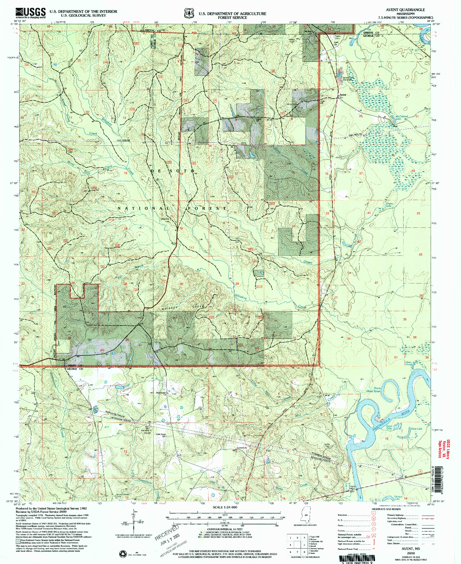 USGS 1:24000-SCALE QUADRANGLE FOR AVENT, MS 2000