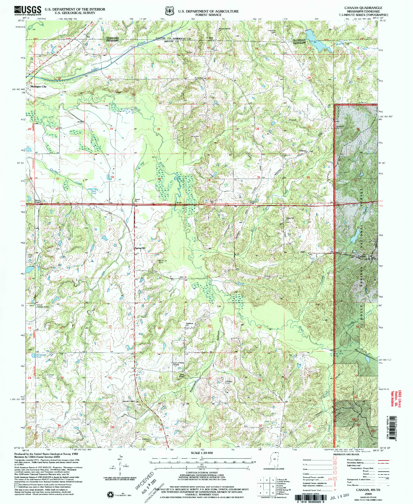 USGS 1:24000-SCALE QUADRANGLE FOR CANAAN, MS 2000