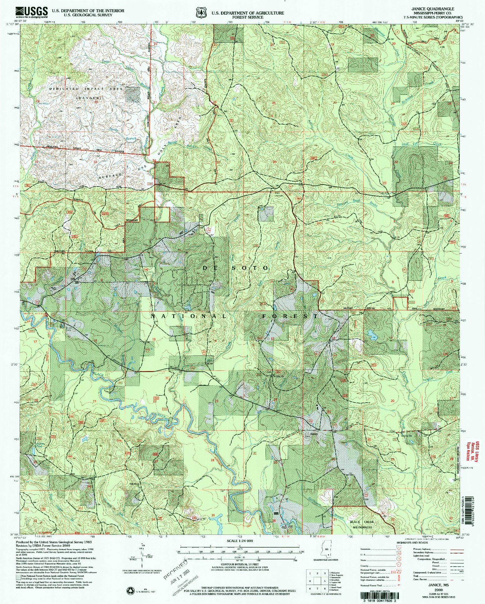 USGS 1:24000-SCALE QUADRANGLE FOR JANICE, MS 2000