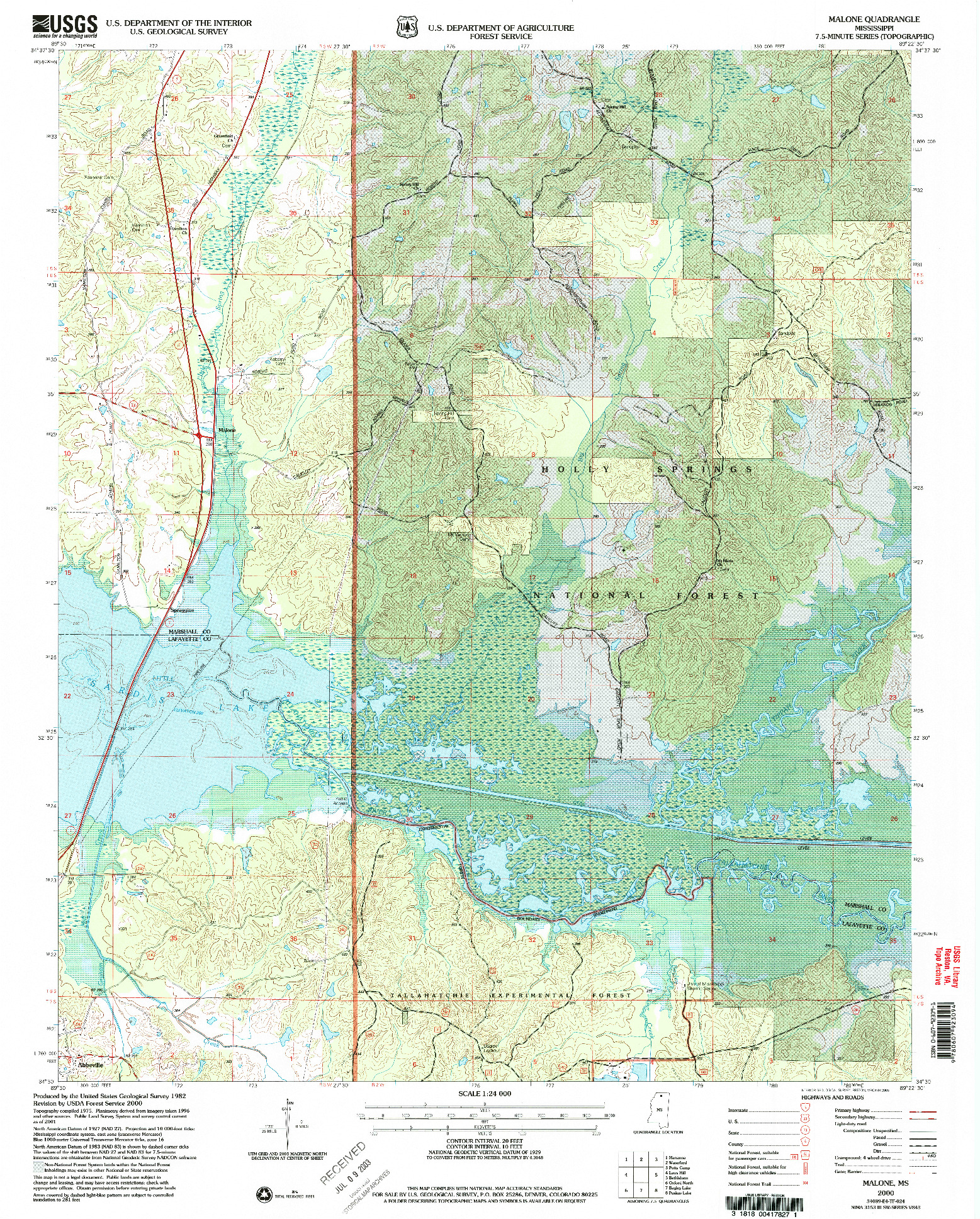 USGS 1:24000-SCALE QUADRANGLE FOR MALONE, MS 2000
