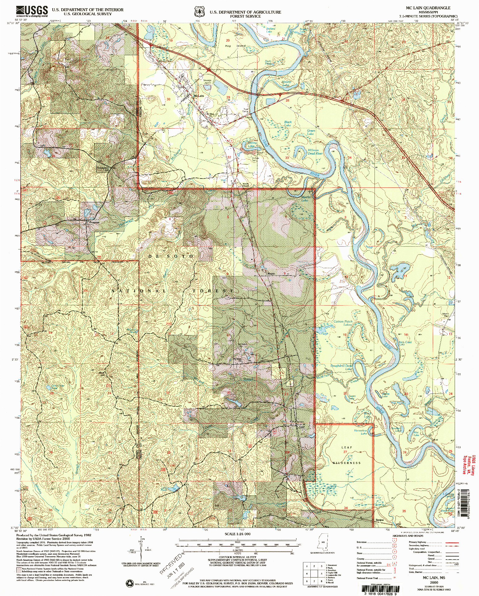 USGS 1:24000-SCALE QUADRANGLE FOR MCLAIN, MS 2000