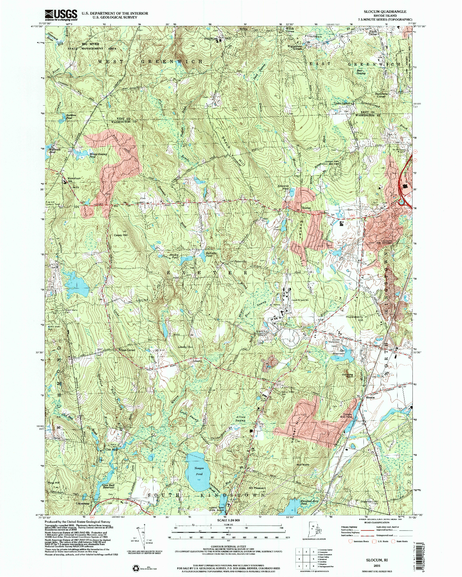 USGS 1:24000-SCALE QUADRANGLE FOR SLOCUM, RI 2001